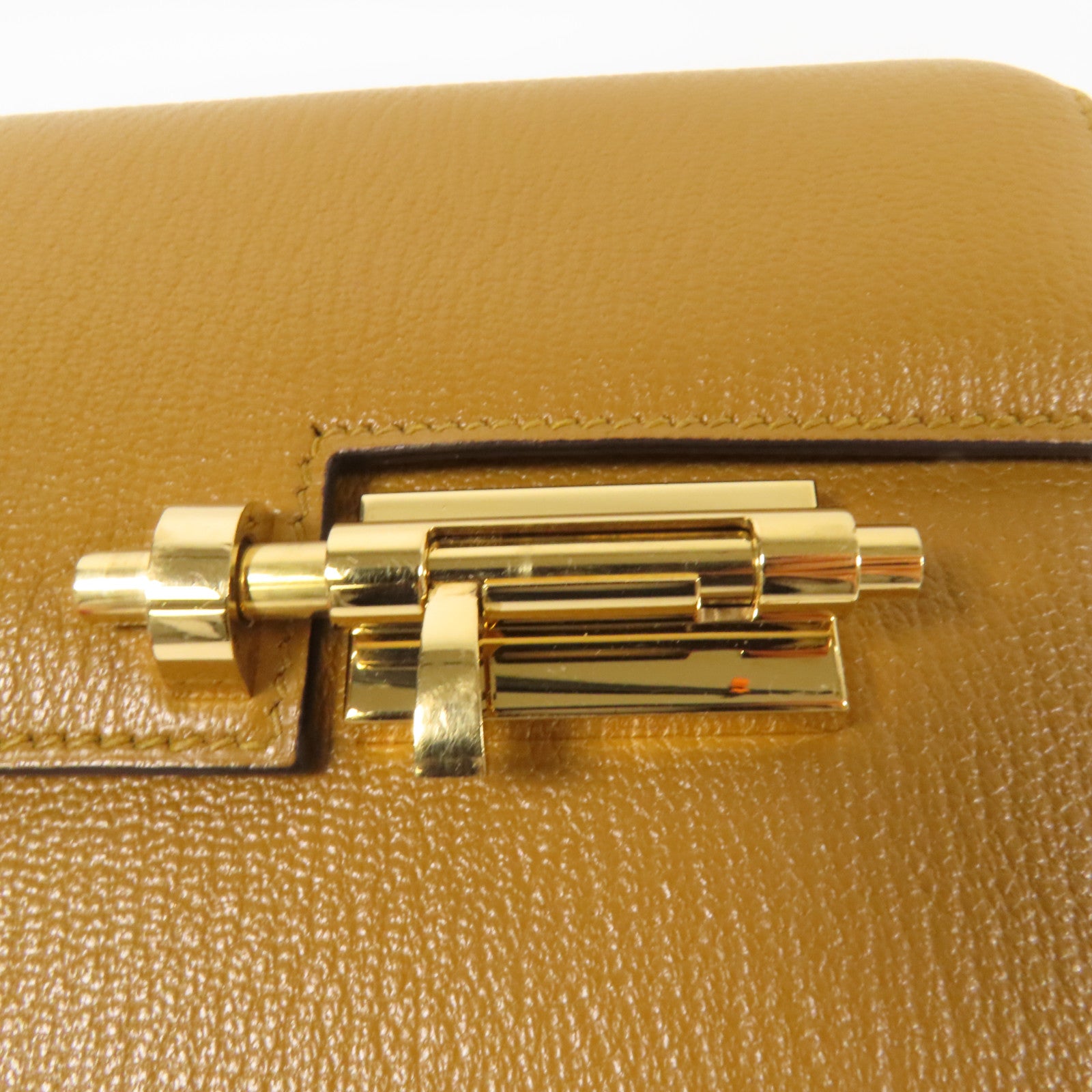 HERMES Chevre皮革Verrou Mini金扣鏈帶肩背袋Sesame