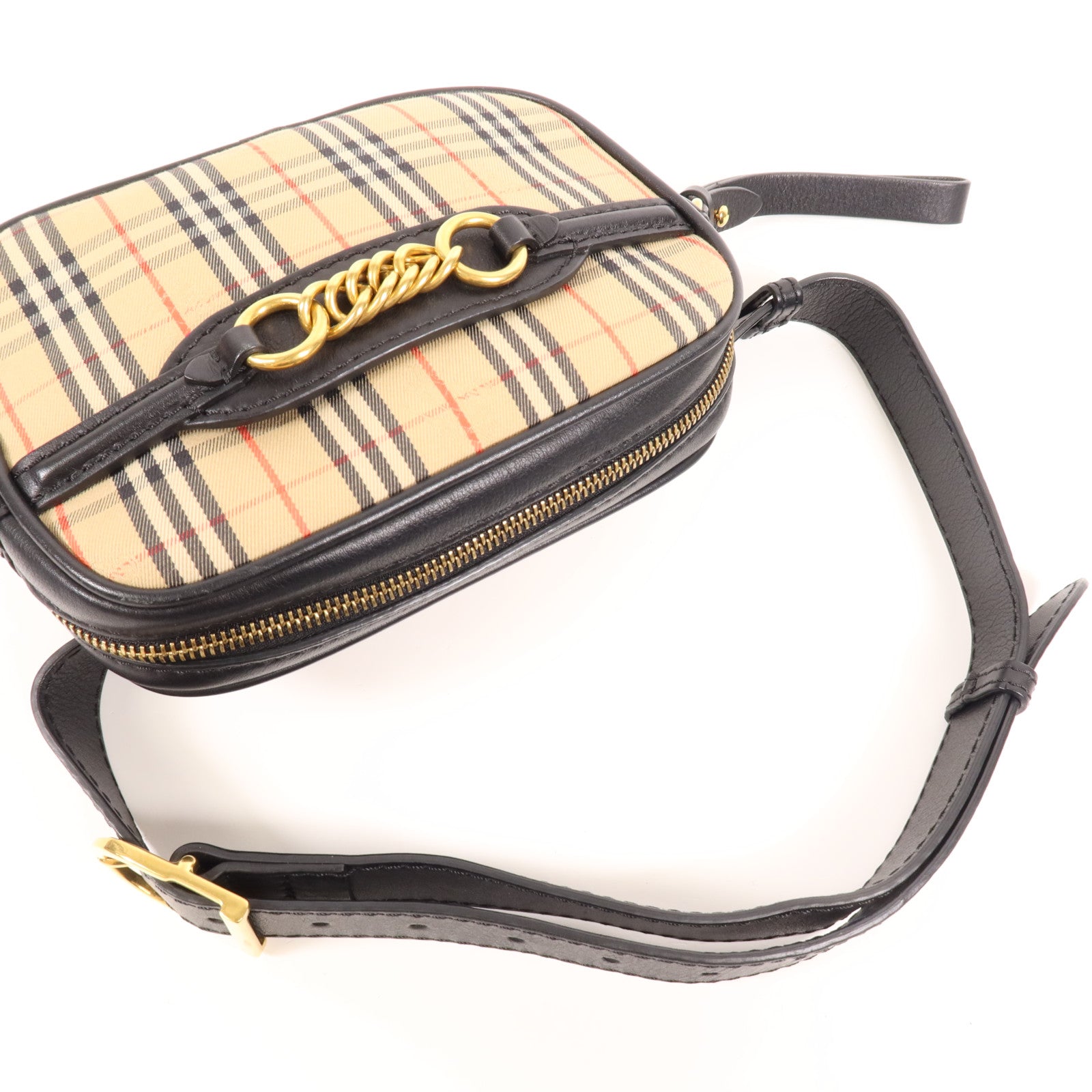 BURBERRY 帆布/牛皮皮革Belt Bag金扣腰包