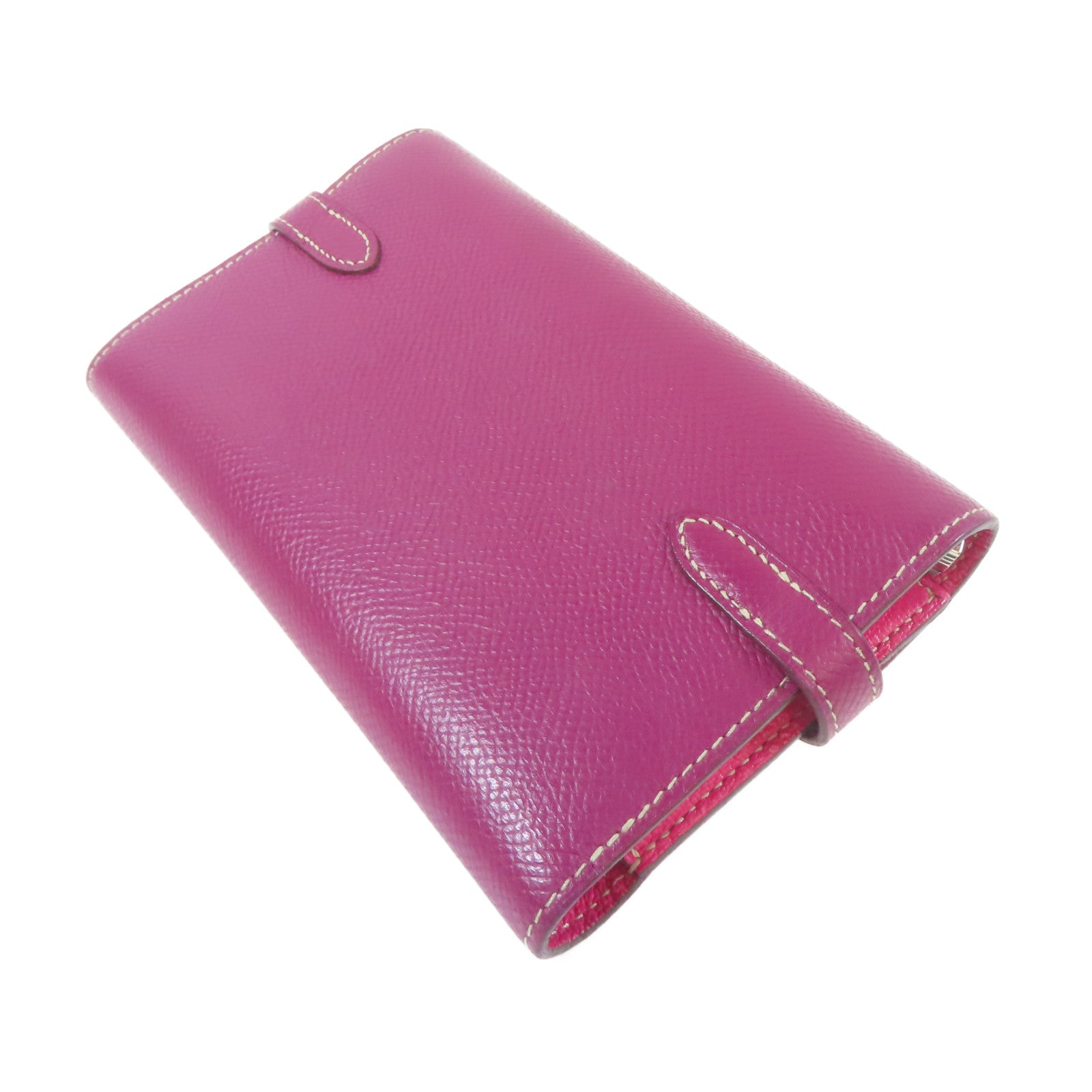 HERMES 【激減優惠】Epsom皮革Kelly Wallet Compact銀扣錢包Tosac桃紫色