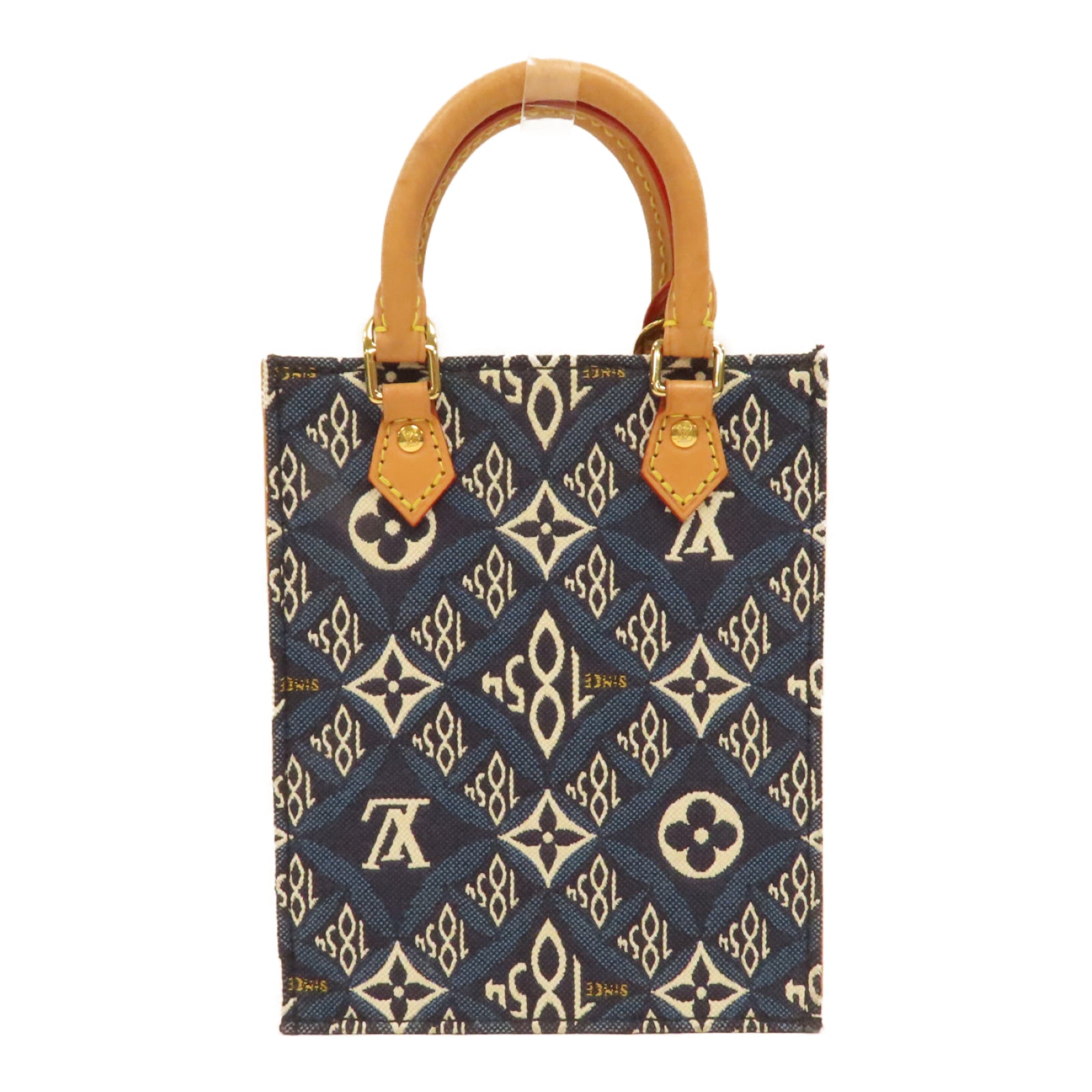 LOUIS VUITTON 【激減優惠】帆布/皮革Petit Sac Plat金扣手挽肩背兩用袋藍色