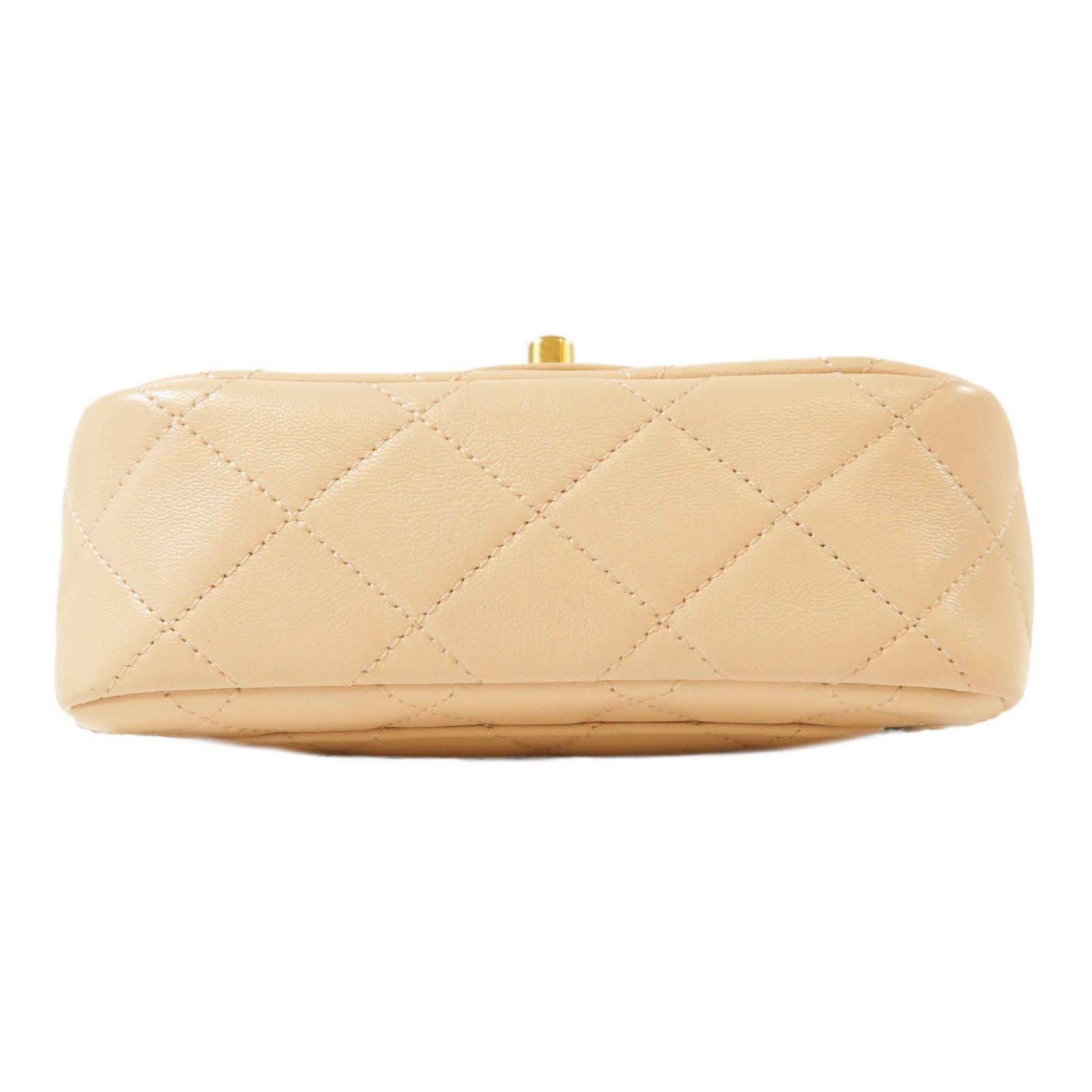 CHANEL 菱格牛皮皮革Mini Flap Bag金扣鏈帶肩背袋粉紅色
