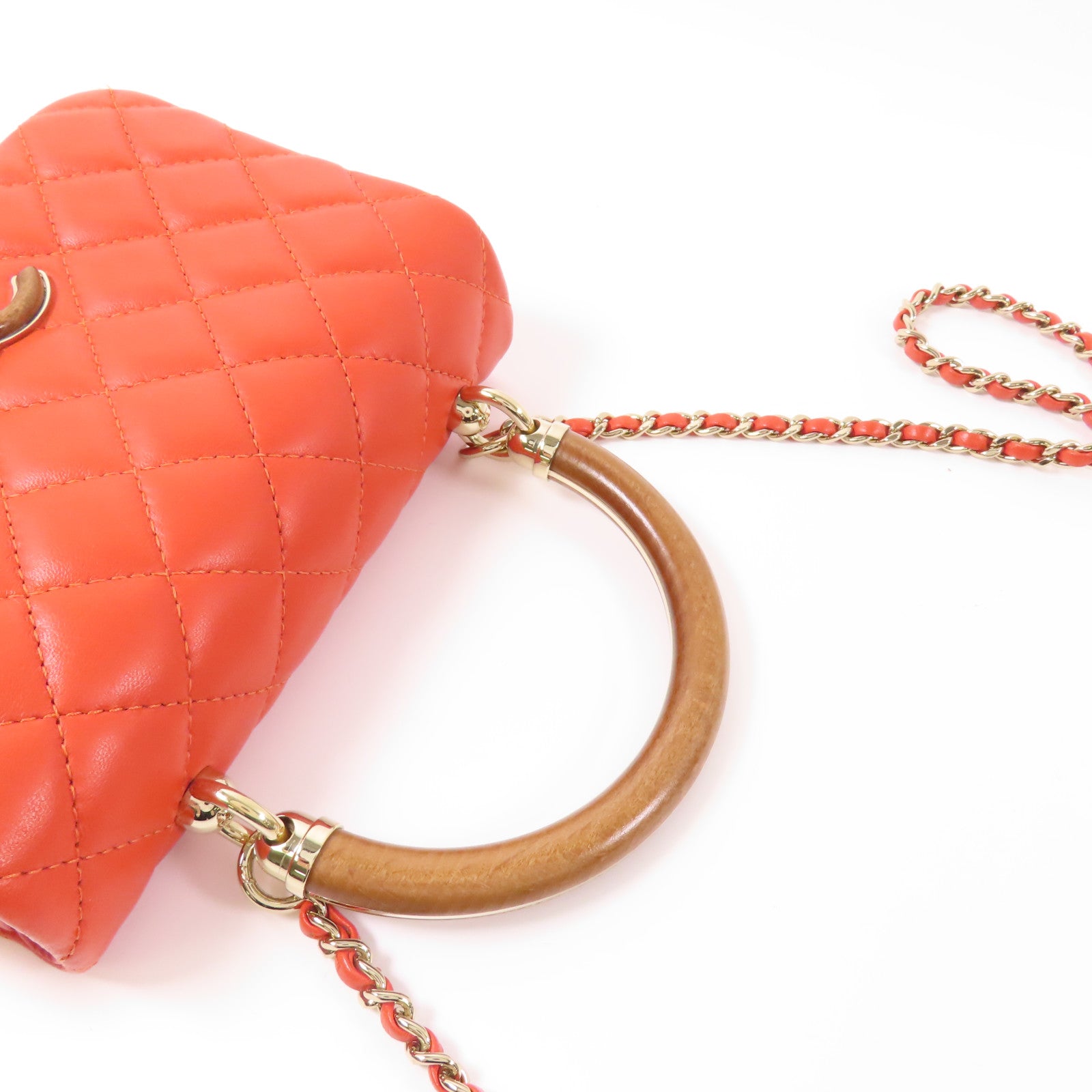 CHANEL 羊皮皮革Chain Shoulder金扣鏈帶手挽肩背兩用袋