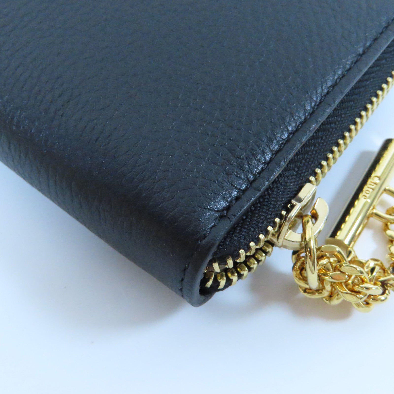 Chloe 【激減優惠】牛皮皮革Zipper Long Wallet金扣長錢包黑色