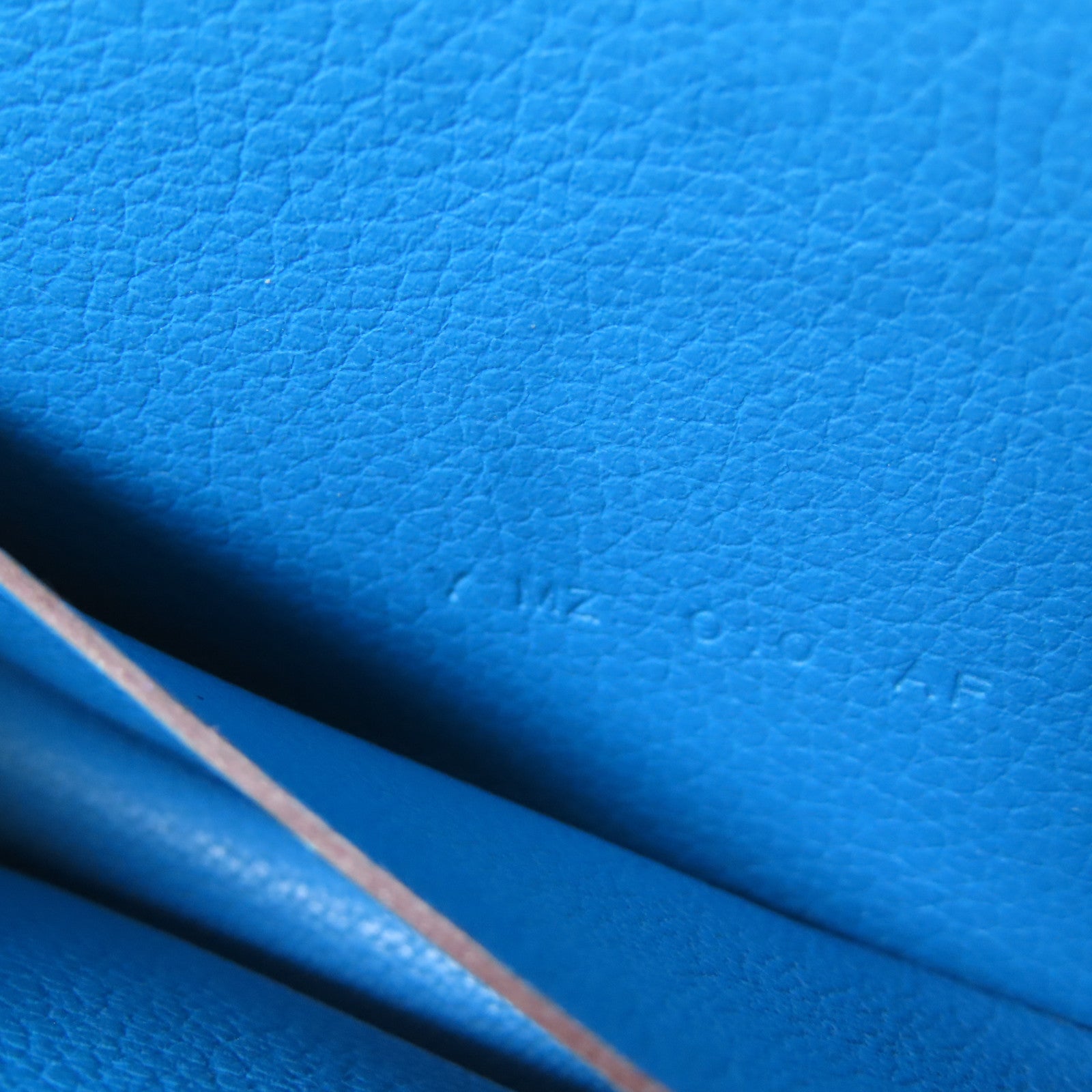 HERMES Evercolor皮革Constance Slim Wallet銀扣錢包Bleu Izmir/藍色