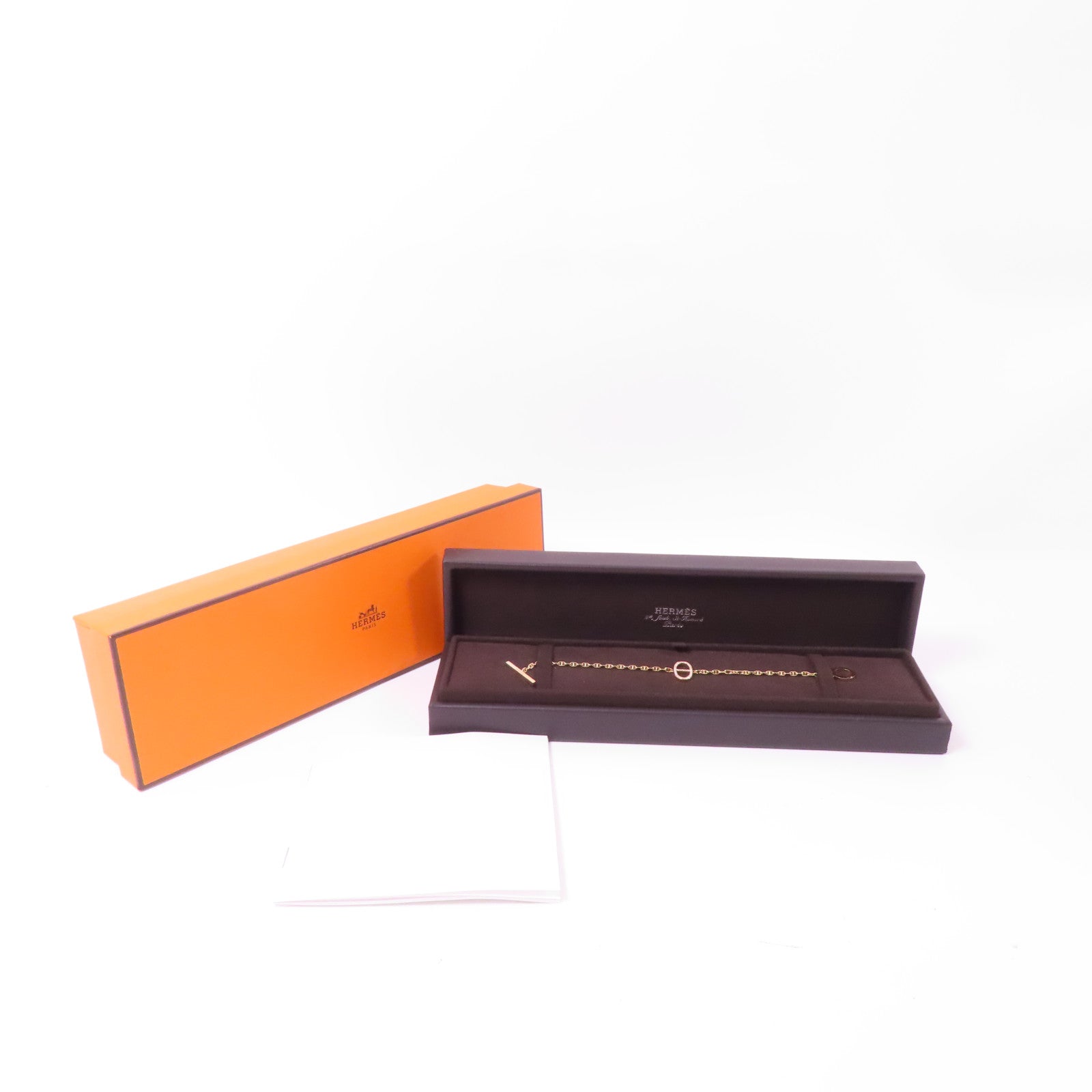 HERMES 18K玫瑰金Chaine D'Ancre Contour Bracelet鑽石手鏈