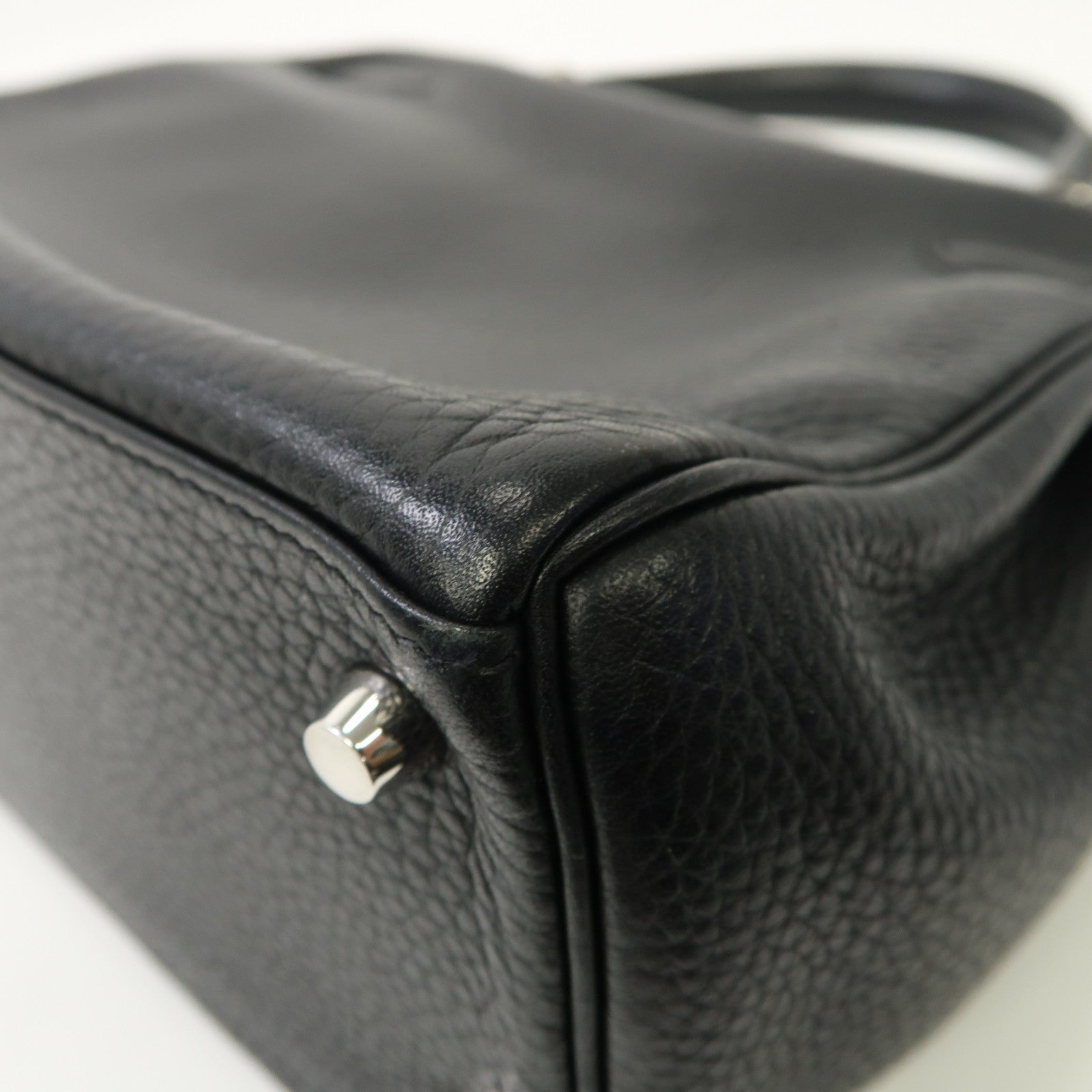 HERMES Clemence皮革Kelly 28銀扣手挽肩背兩用袋黑色
