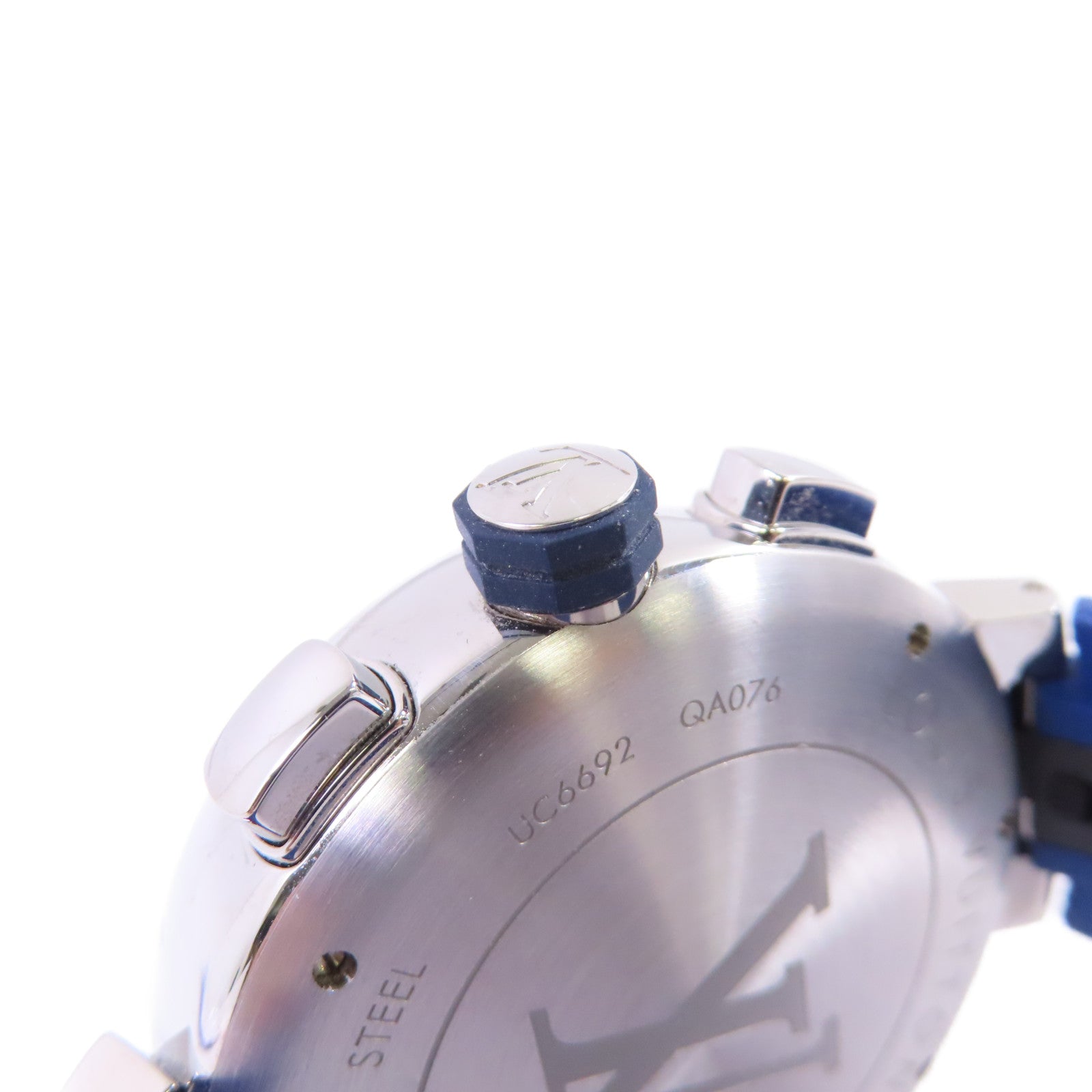LOUIS VUITTON Tambour Dimier Cobalt Watch不鏽鋼/橡巾帶自動機芯手錶藍色