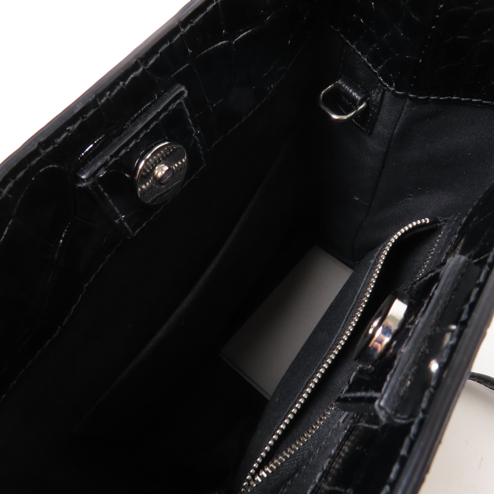 BALENCIAGA 牛皮皮革XXS Tote Bag銀扣手挽肩背兩用袋黑色
