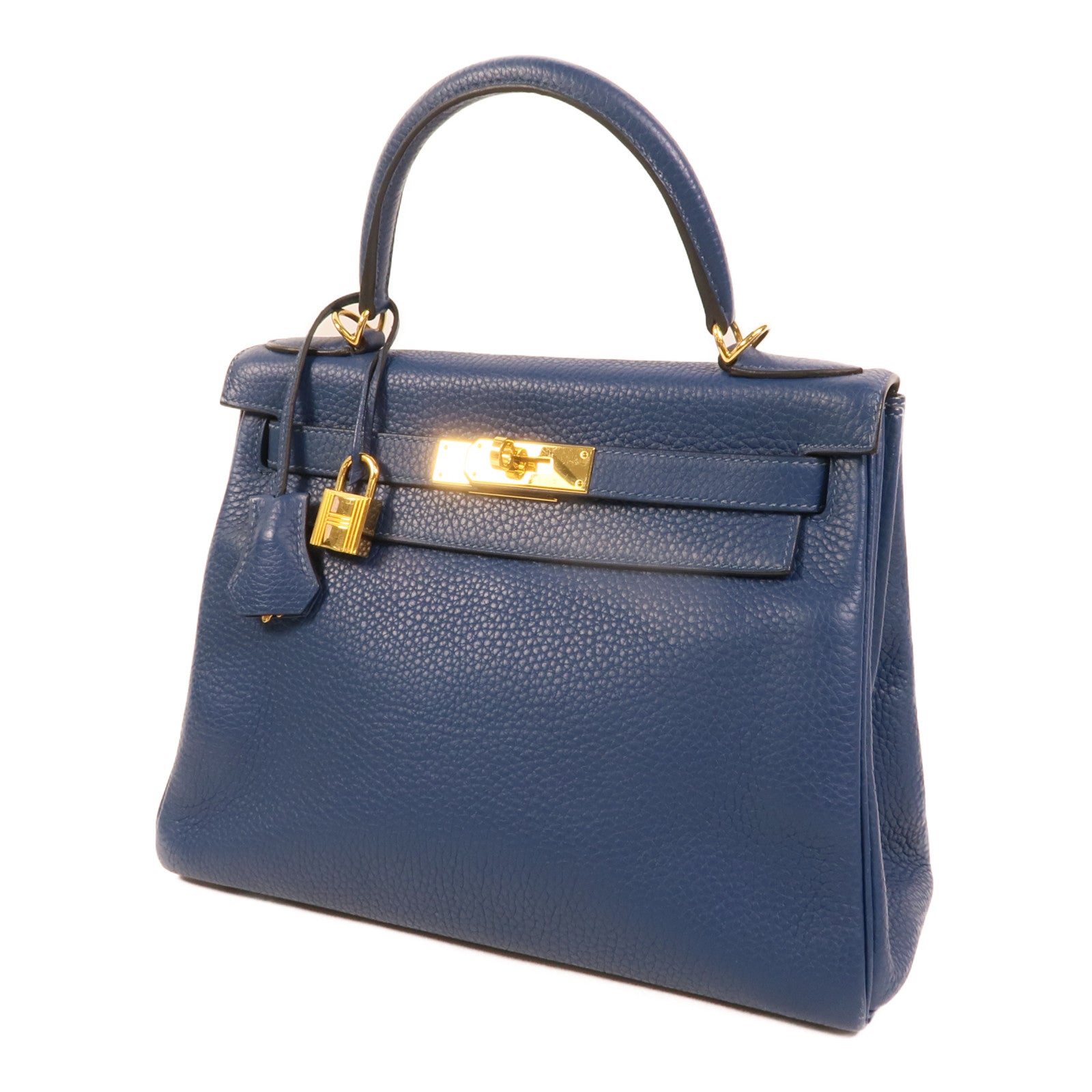 HERMES Togo皮革Kelly 28手挽肩背兩用袋Blue Brighton