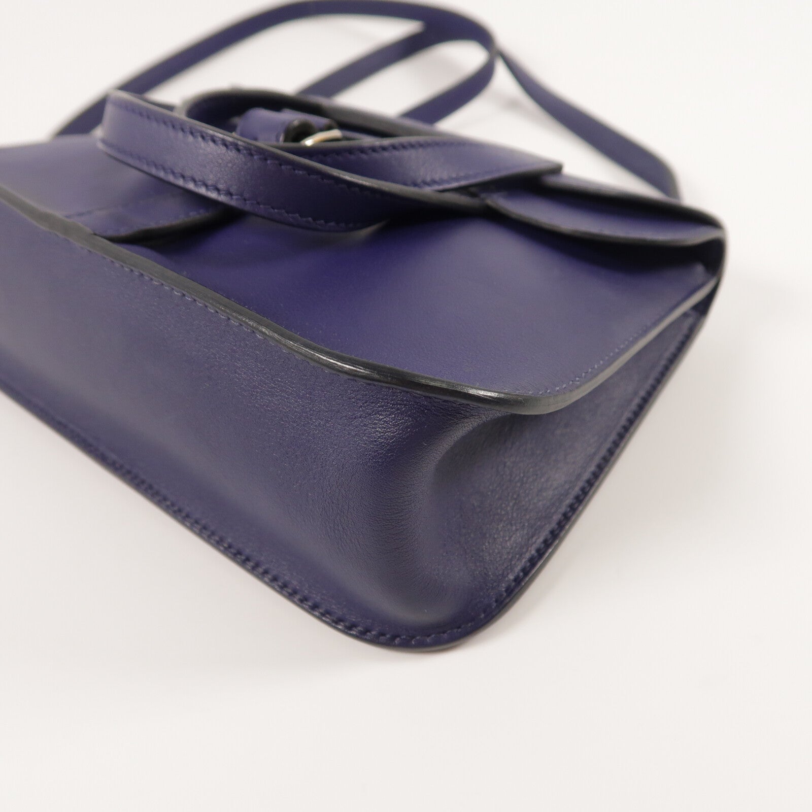 HERMES Swift皮革Mini Halzan手挽肩背兩用袋Bleu Encre