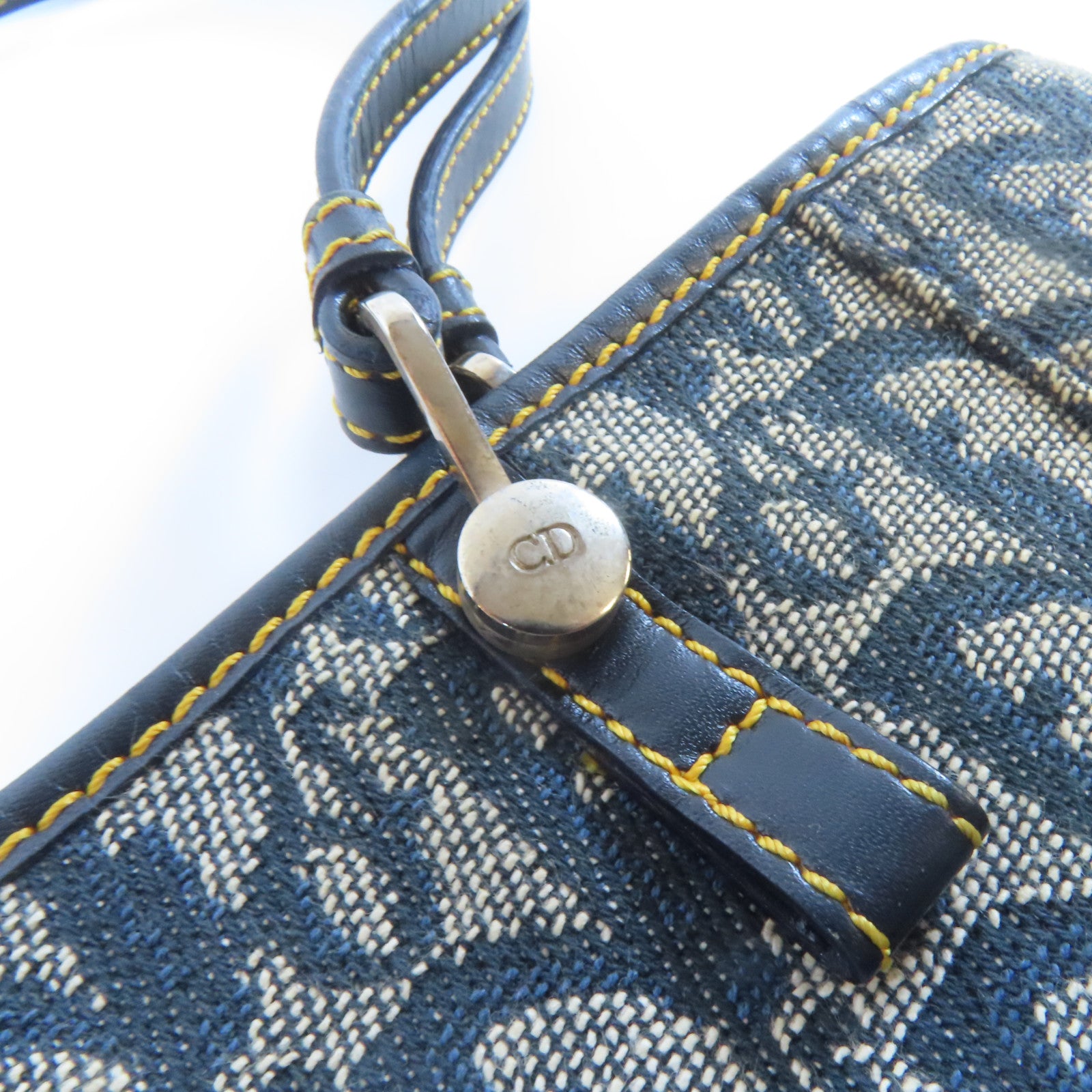 Dior 帆布Tote Bag銀扣肩背袋藍色/灰色