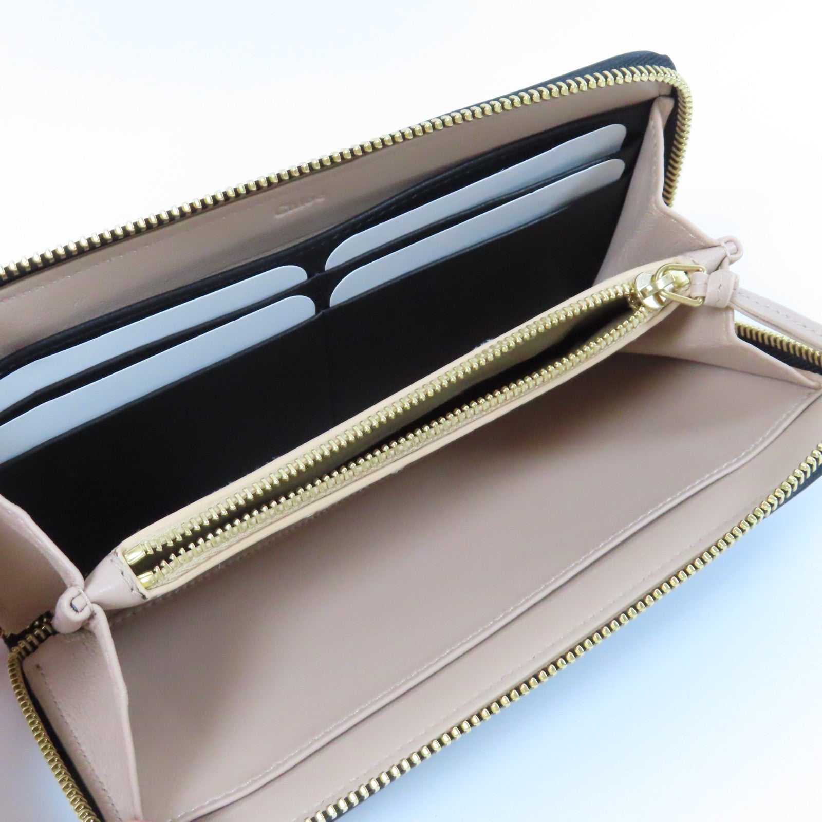 Chloe 【激減優惠】牛皮皮革Zipper Long Wallet金扣長錢包黑色