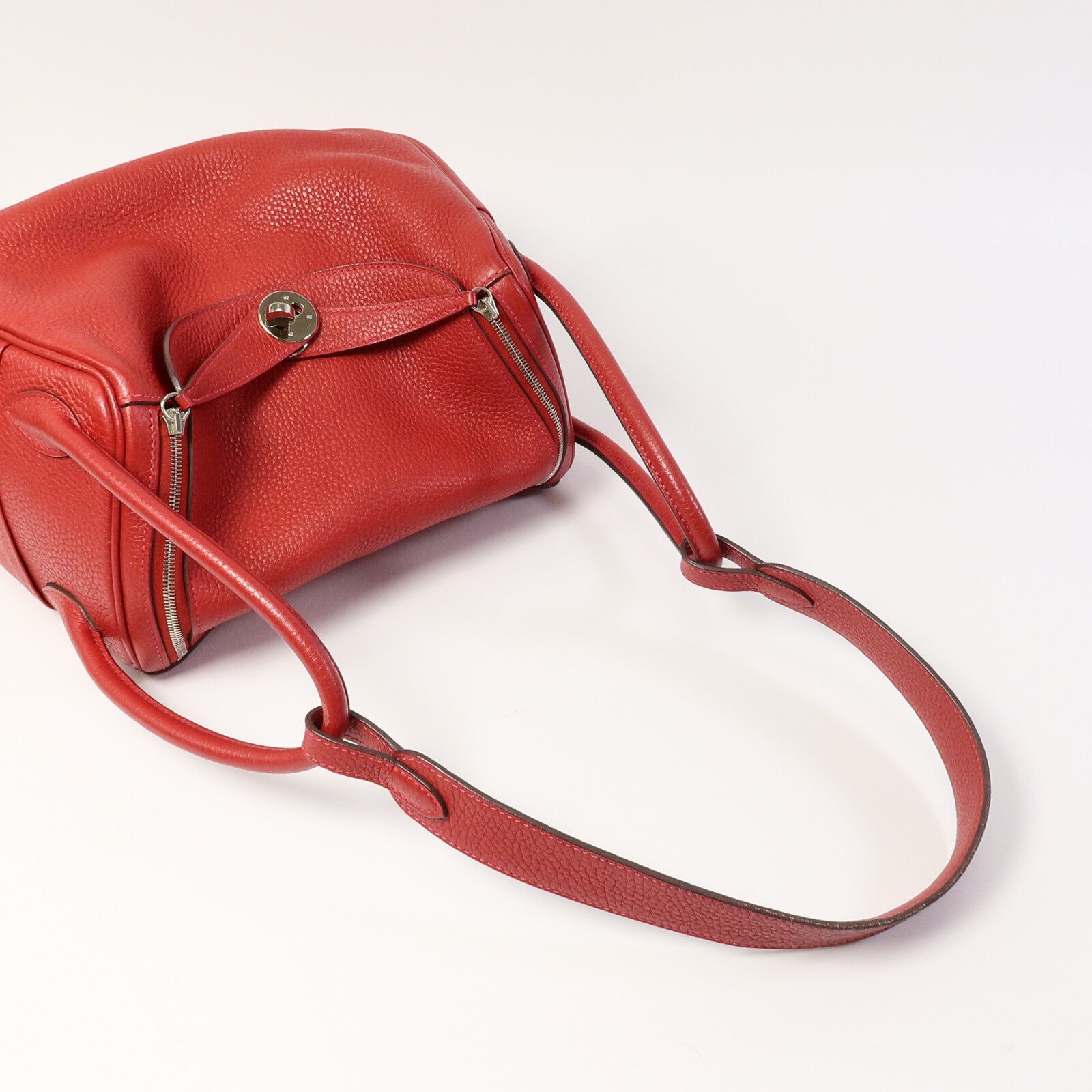 HERMES Clemence皮革Lindy 26手挽肩背兩用袋Rouge Garance