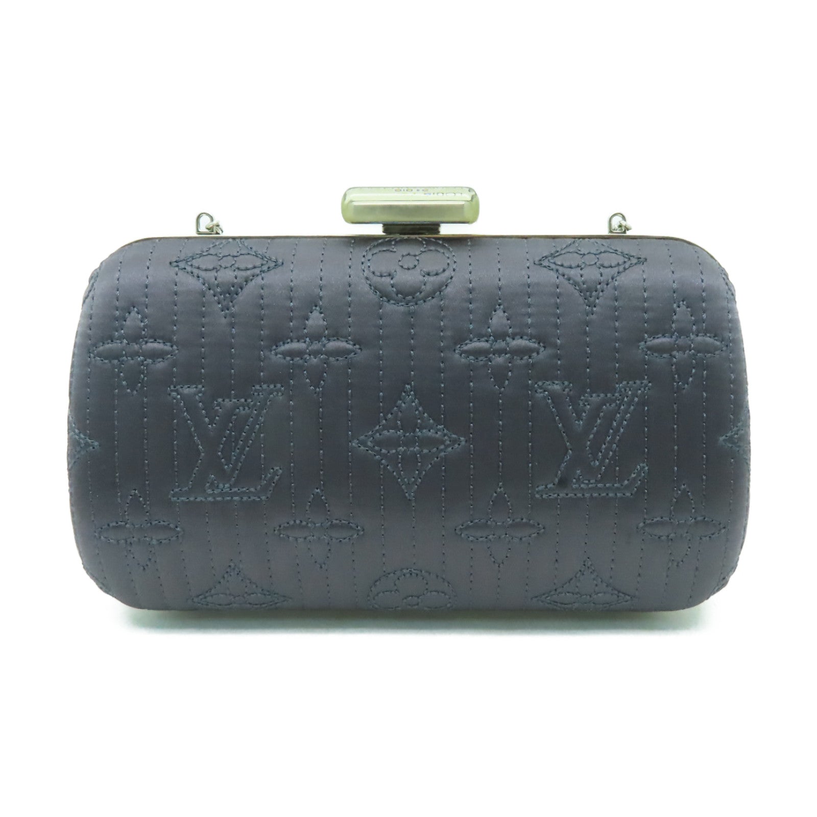 LOUIS VUITTON 【激減優惠】Monogram Satin Motard Minaudiere銀扣鏈帶肩背袋鉻色