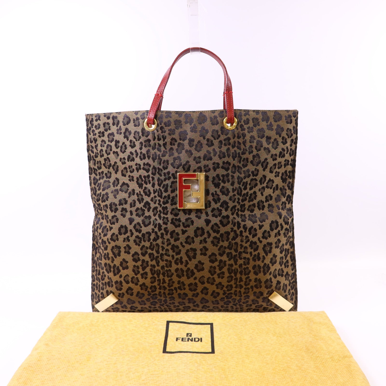 FENDI 帆布Tote Bag金扣手挽袋