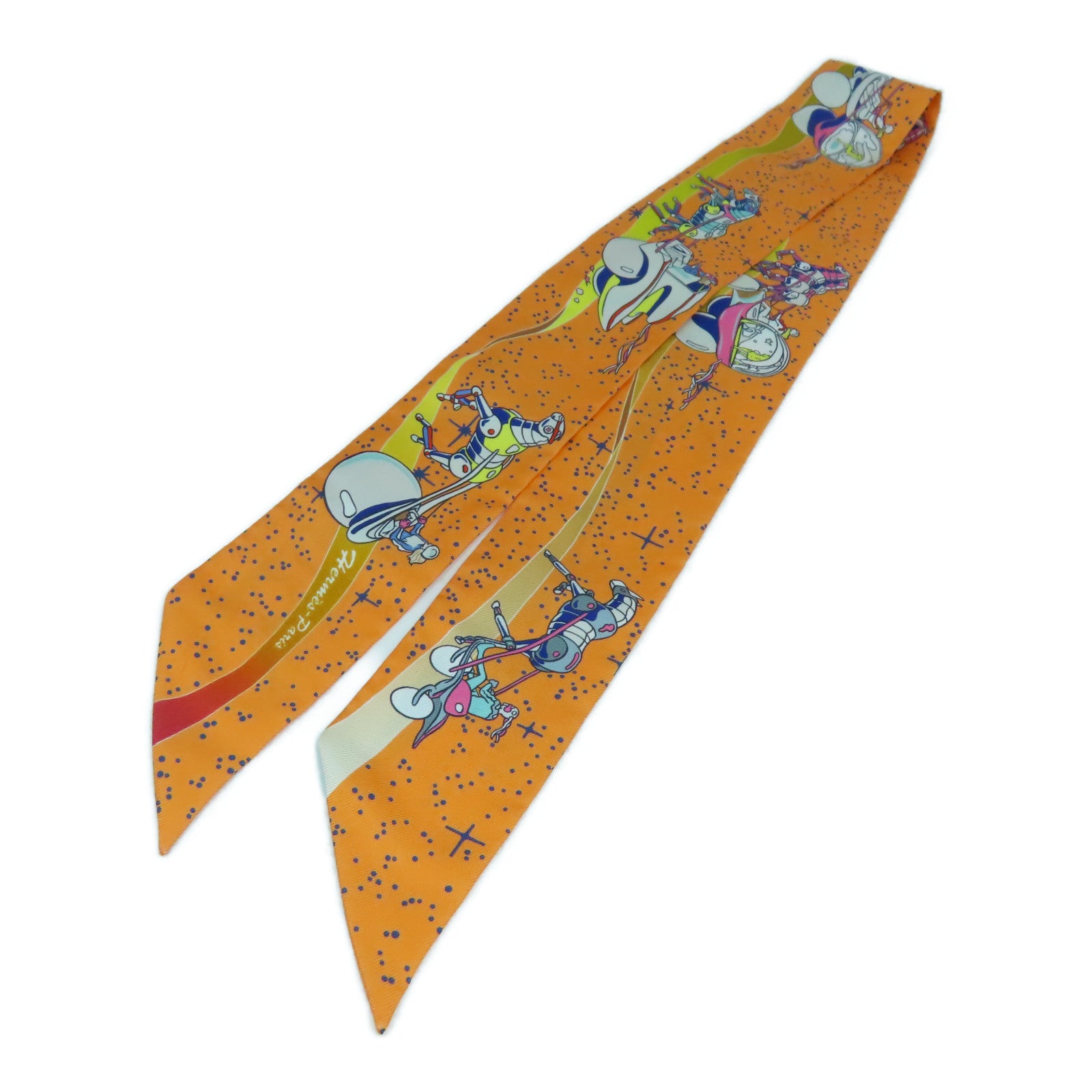 HERMES 【激減優惠】絲質Twilly Scarf絲巾橙色