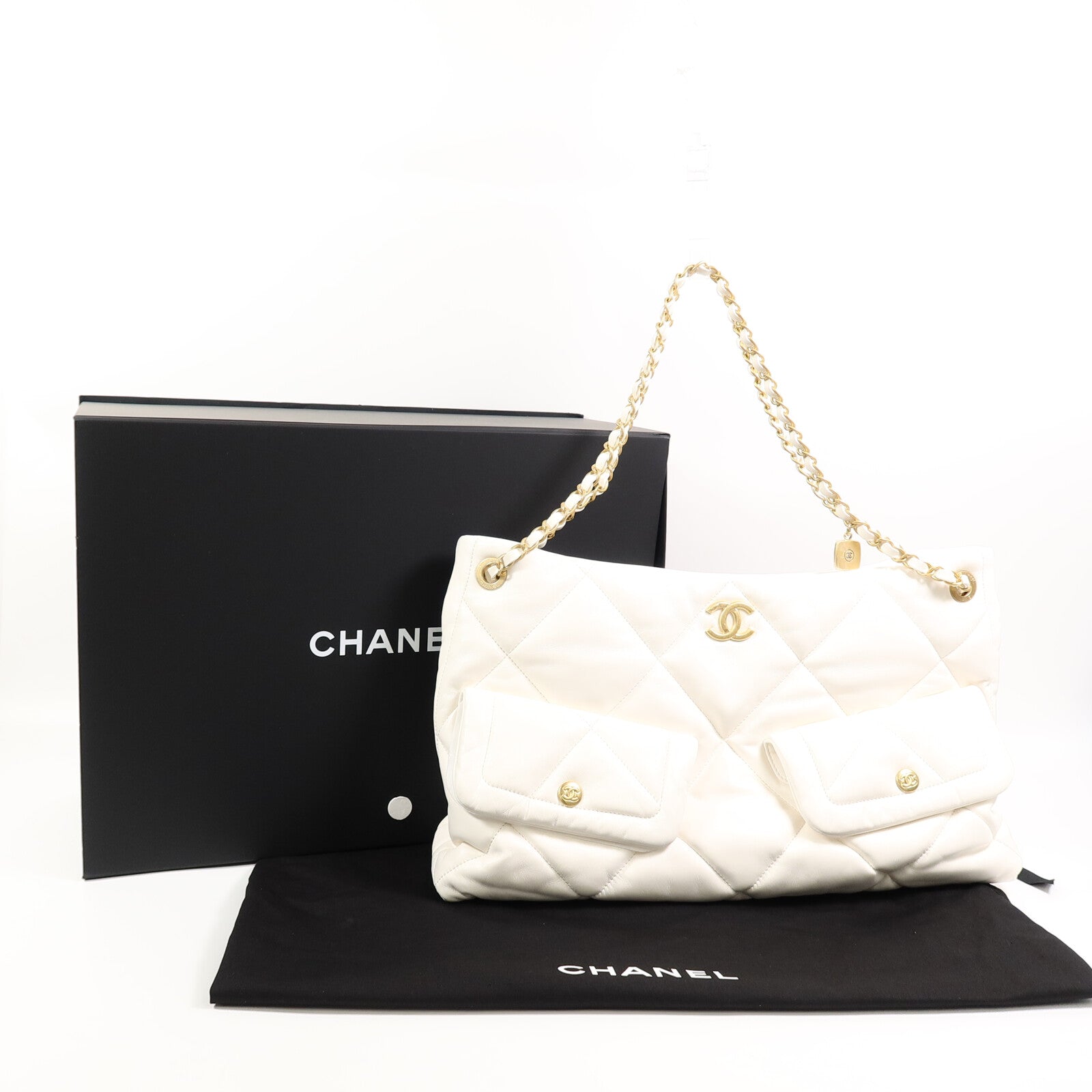 CHANEL 羊皮皮革25K Hobo鏈帶肩背袋
