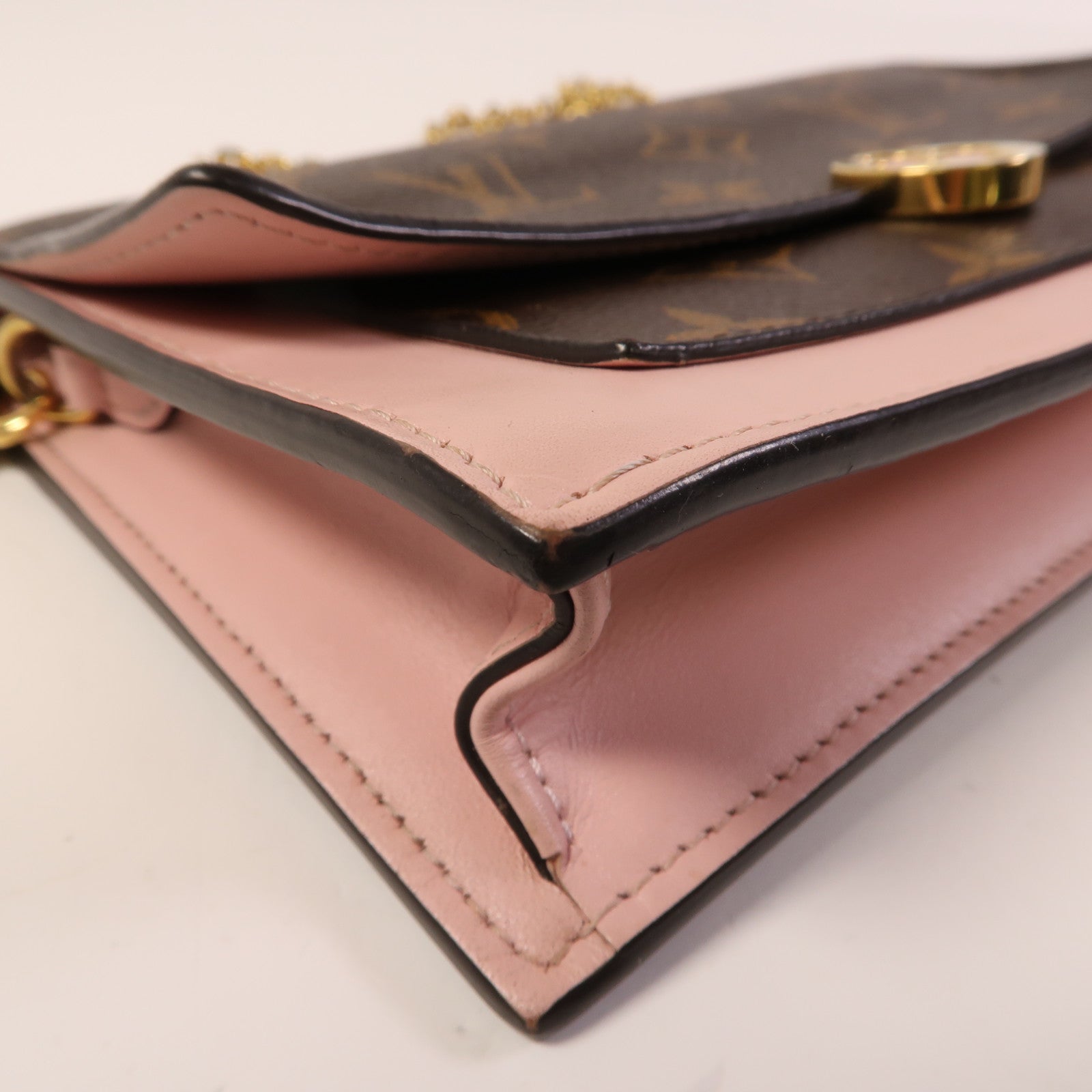 LOUIS VUITTON Monogram Flore Chain Wallet金扣鏈帶肩背袋