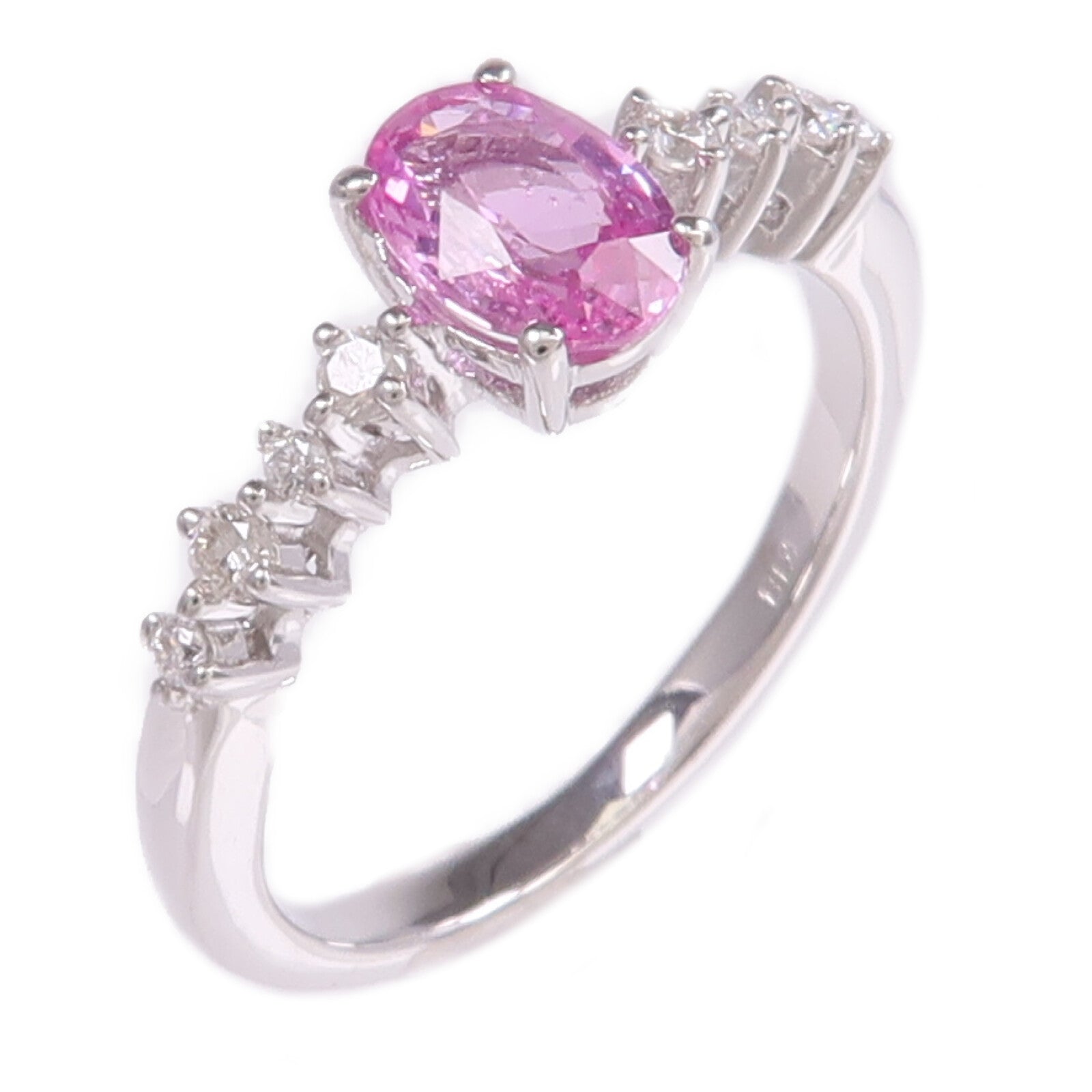JEWELRY 18K白金Pink Sapphire Diamond Ring粉紅色藍寶石/鑽石戒指US#6.5