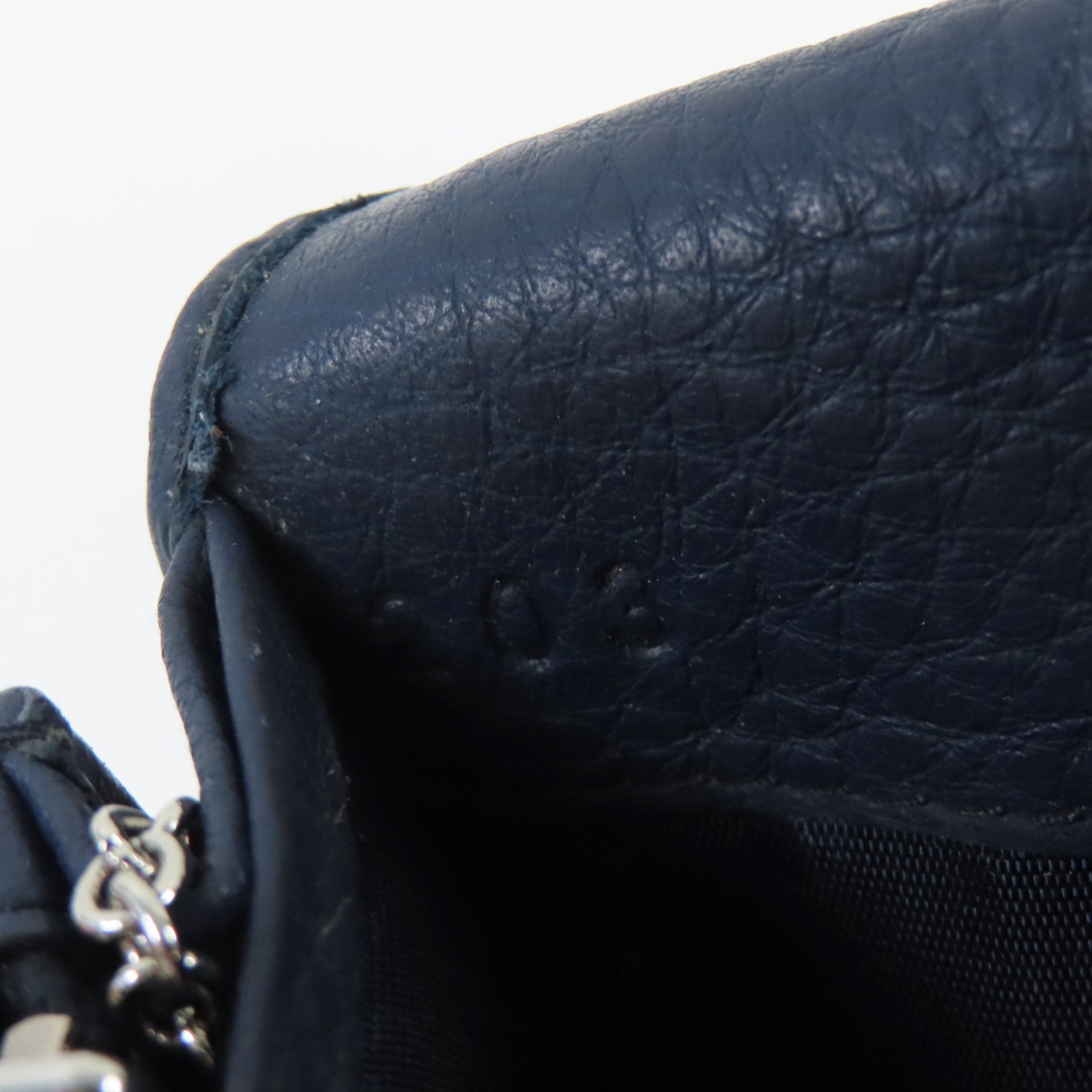 PRADA 牛皮皮革Long Wallet銀扣長錢包深藍色
