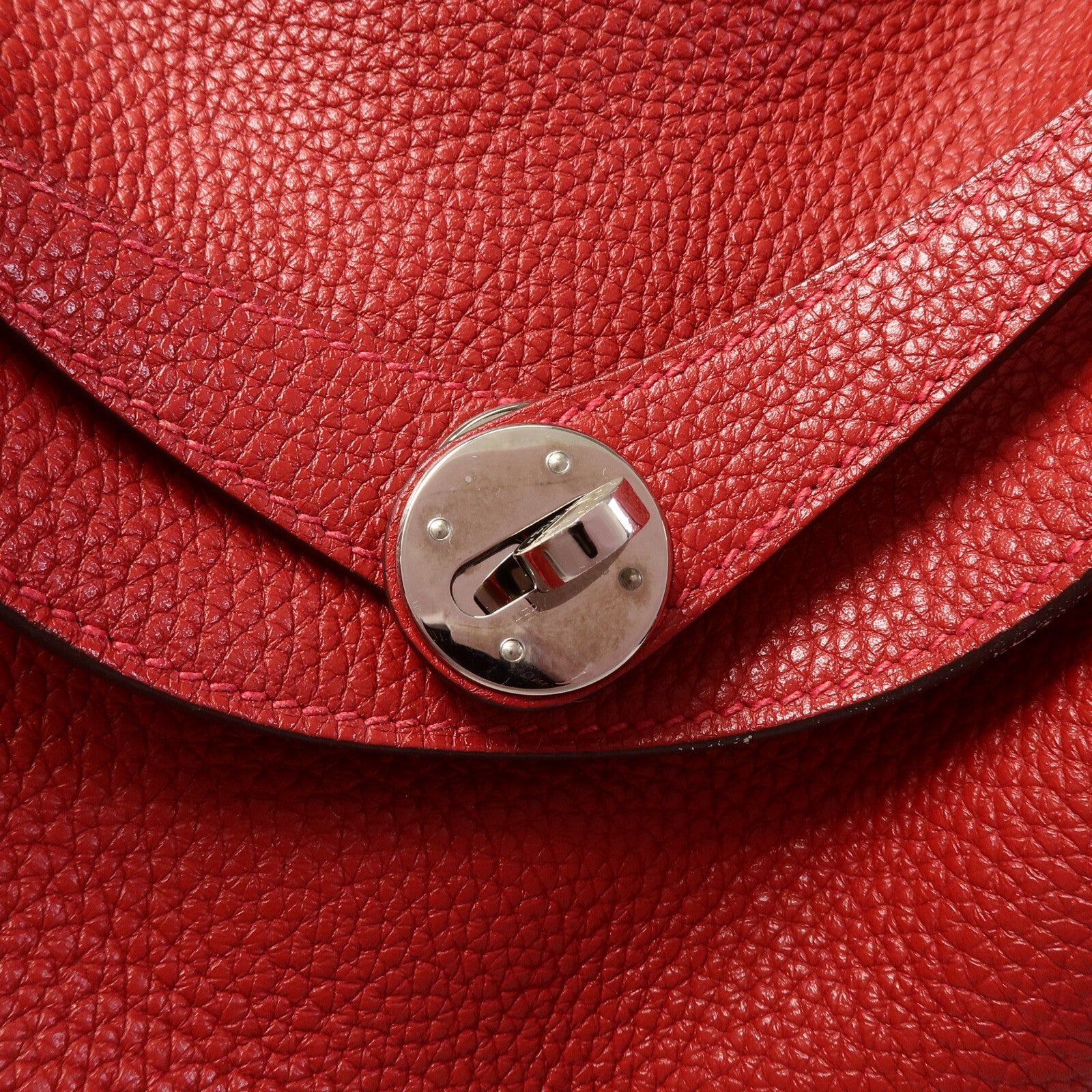 HERMES Clemence皮革Lindy 26手挽肩背兩用袋Rouge Garance
