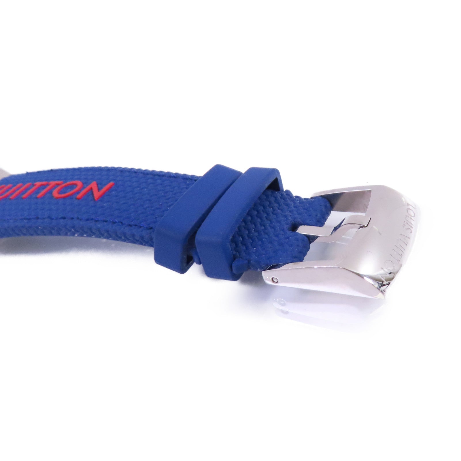 LOUIS VUITTON Tambour Dimier Cobalt Watch不鏽鋼/橡巾帶自動機芯手錶藍色