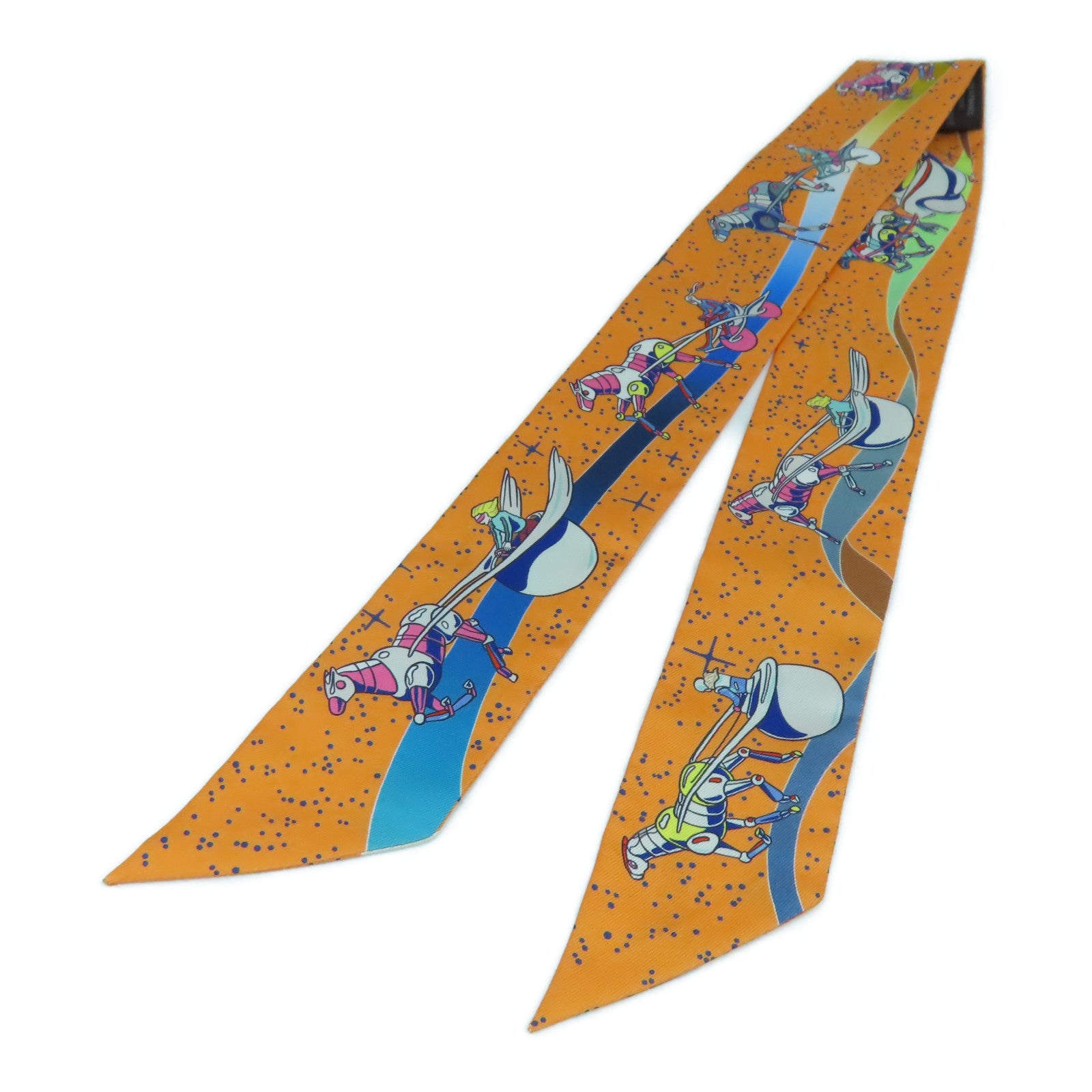 HERMES 【激減優惠】絲質Twilly Scarf絲巾橙色