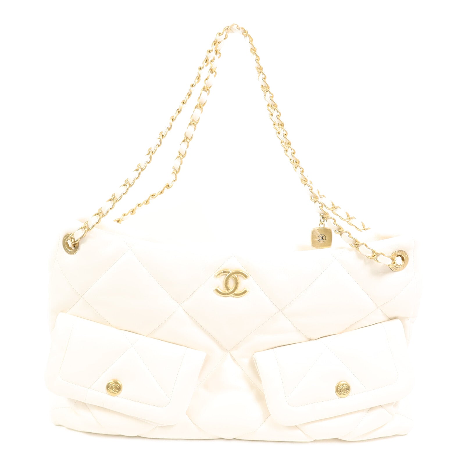 CHANEL 羊皮皮革25K Hobo鏈帶肩背袋