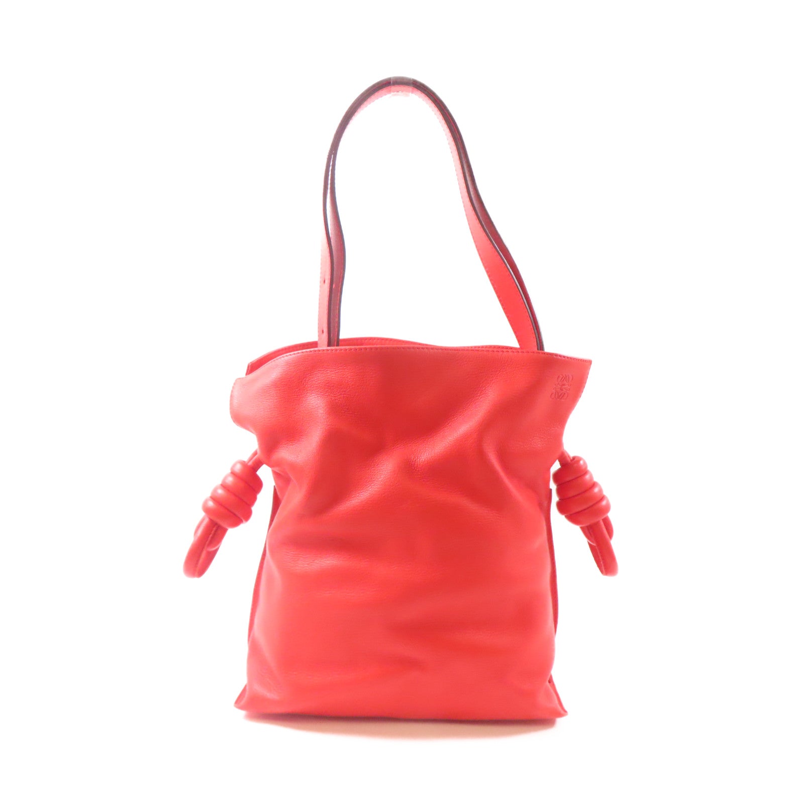 LOEWE 皮革Flamenco Knot Bag金扣肩背袋紅色