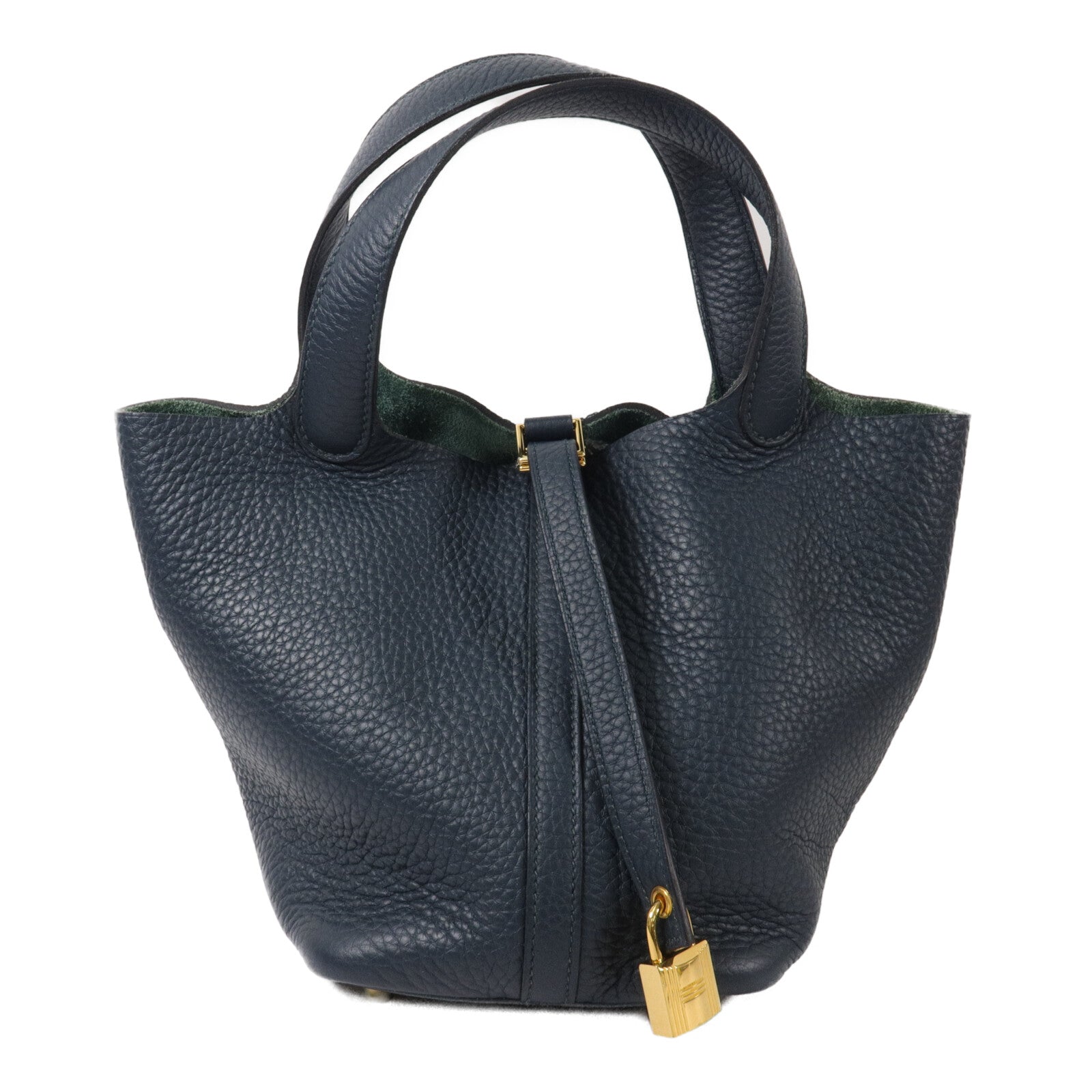 HERMES Clemence皮革Picotin PM手挽袋Vert Cypres