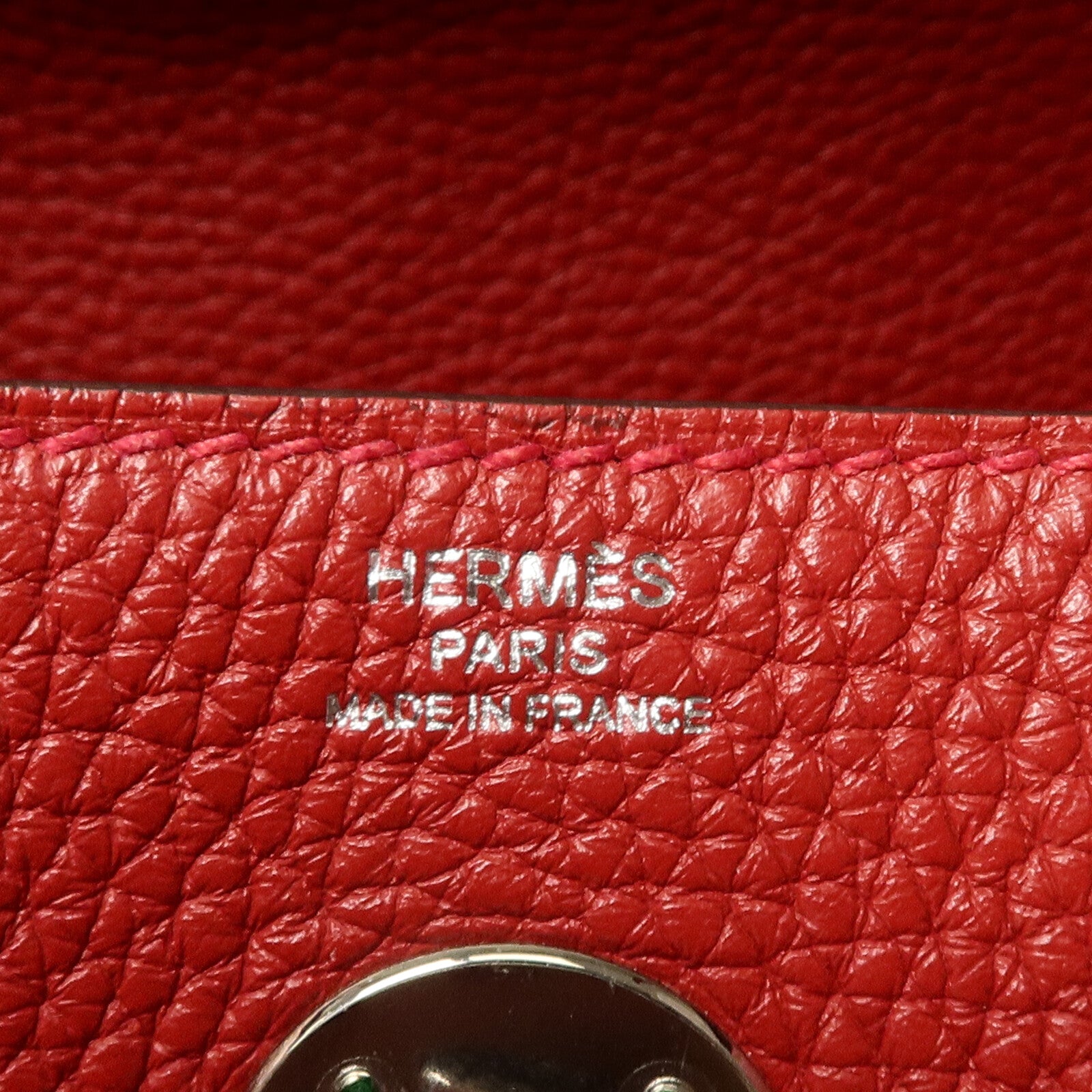 HERMES Clemence皮革Lindy 26手挽肩背兩用袋Rouge Garance
