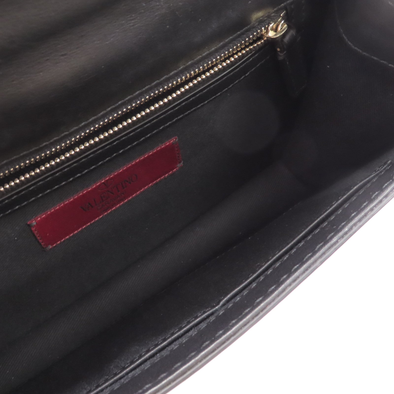 Valentino 牛皮皮革Shoulder Bag金扣肩背袋黑色