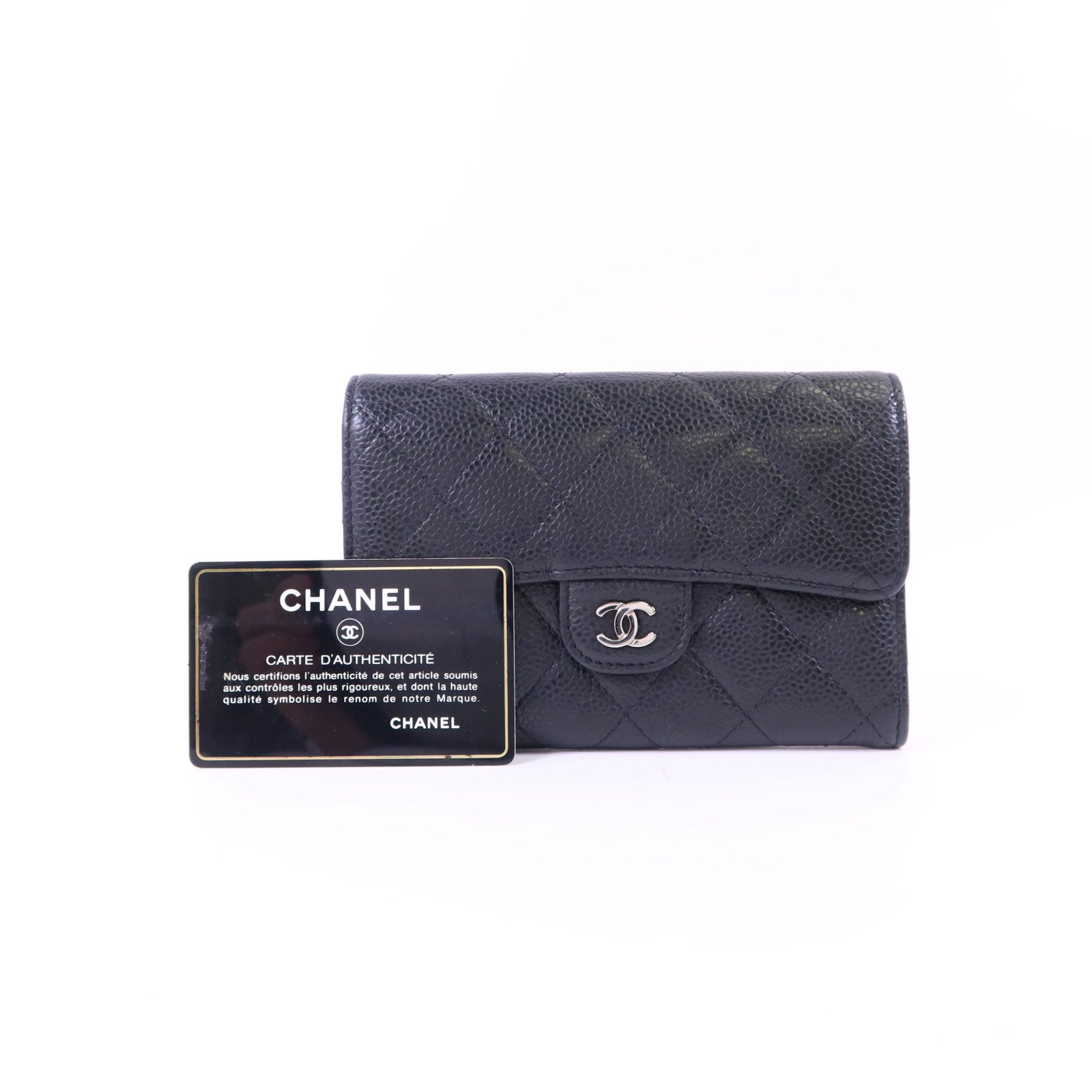 CHANEL 牛皮皮革Wallet銀扣錢包