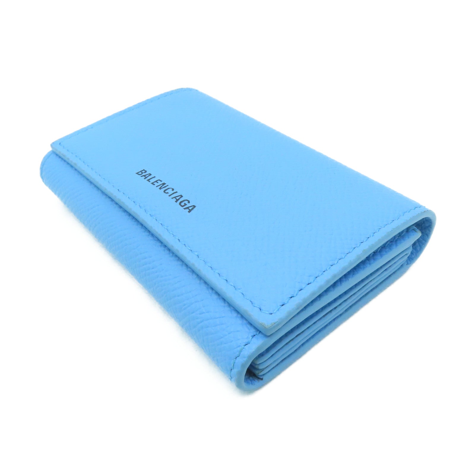 BALENCIAGA 【激減優惠】牛皮皮革Card Case銀扣卡片套淺藍色