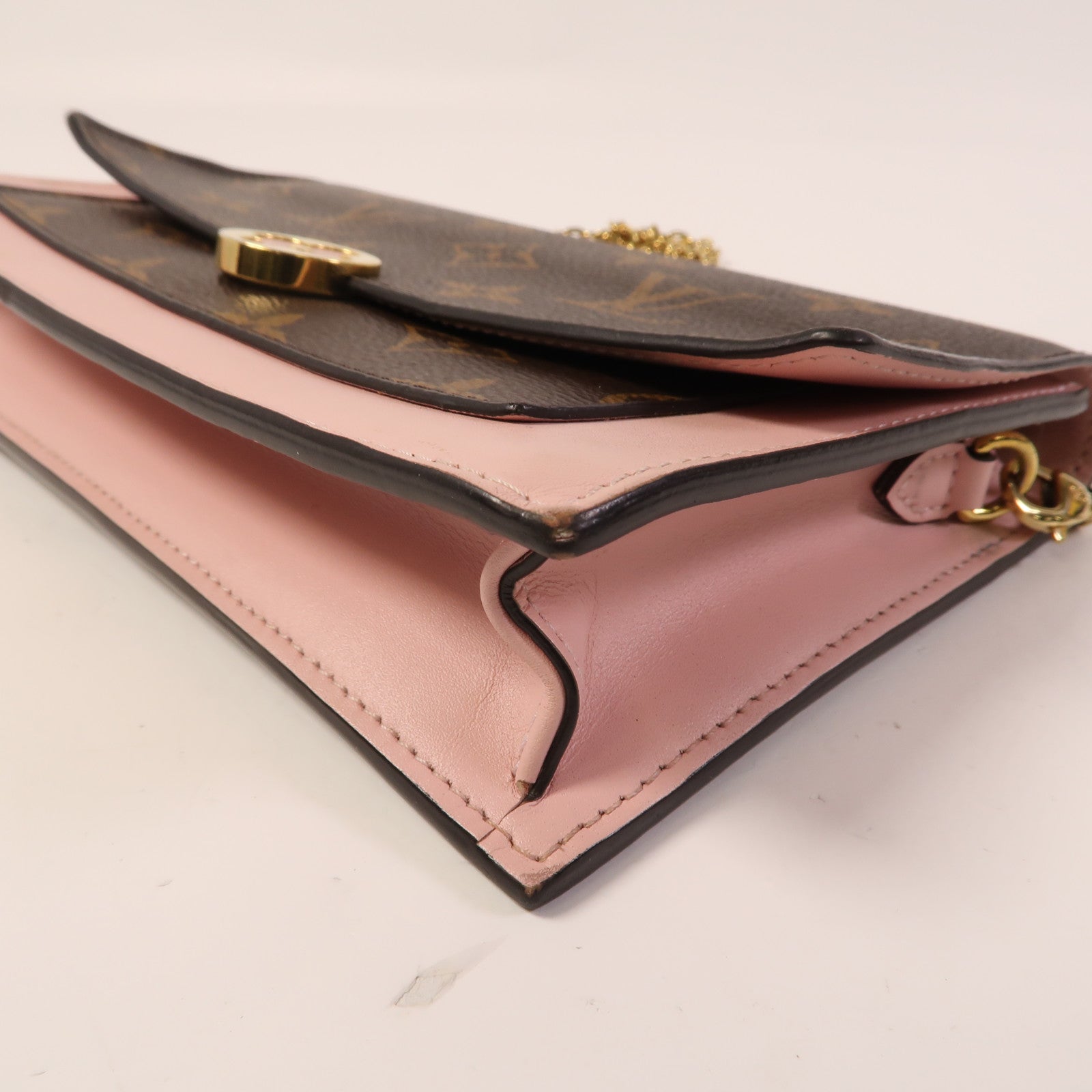 LOUIS VUITTON Monogram Flore Chain Wallet金扣鏈帶肩背袋