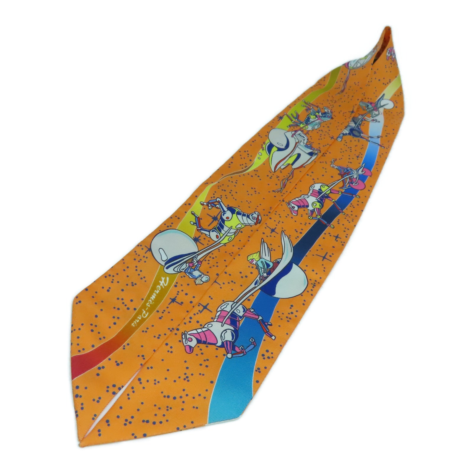 HERMES 【激減優惠】絲質Twilly Scarf絲巾橙色