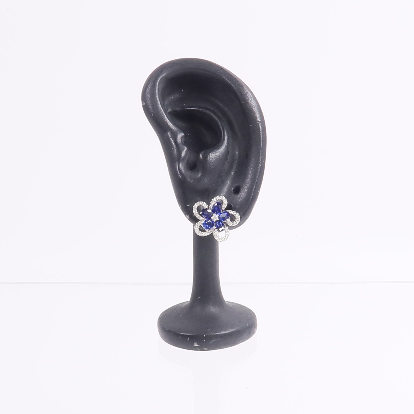 JEWELRY 18K白金Sapphire Diamond Earrings藍寶石/鑽石耳環