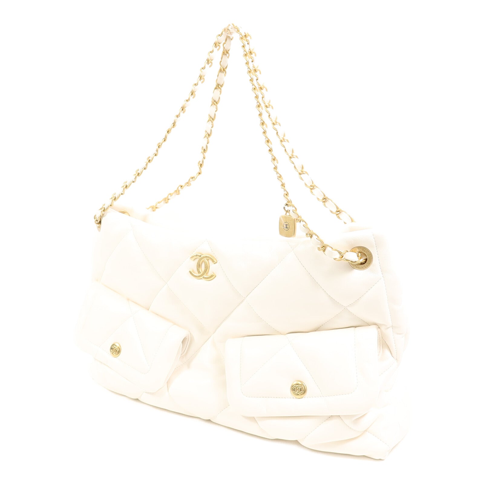 CHANEL 羊皮皮革25K Hobo鏈帶肩背袋