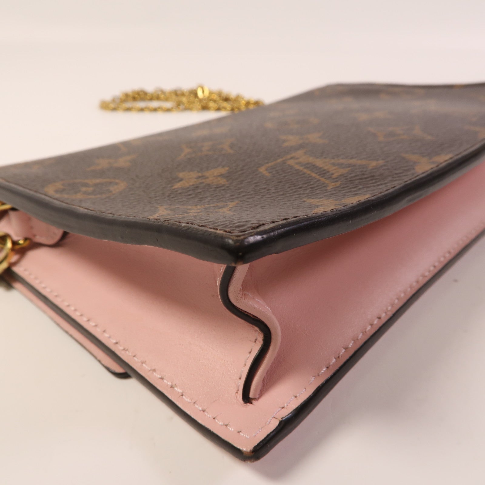 LOUIS VUITTON Monogram Flore Chain Wallet金扣鏈帶肩背袋