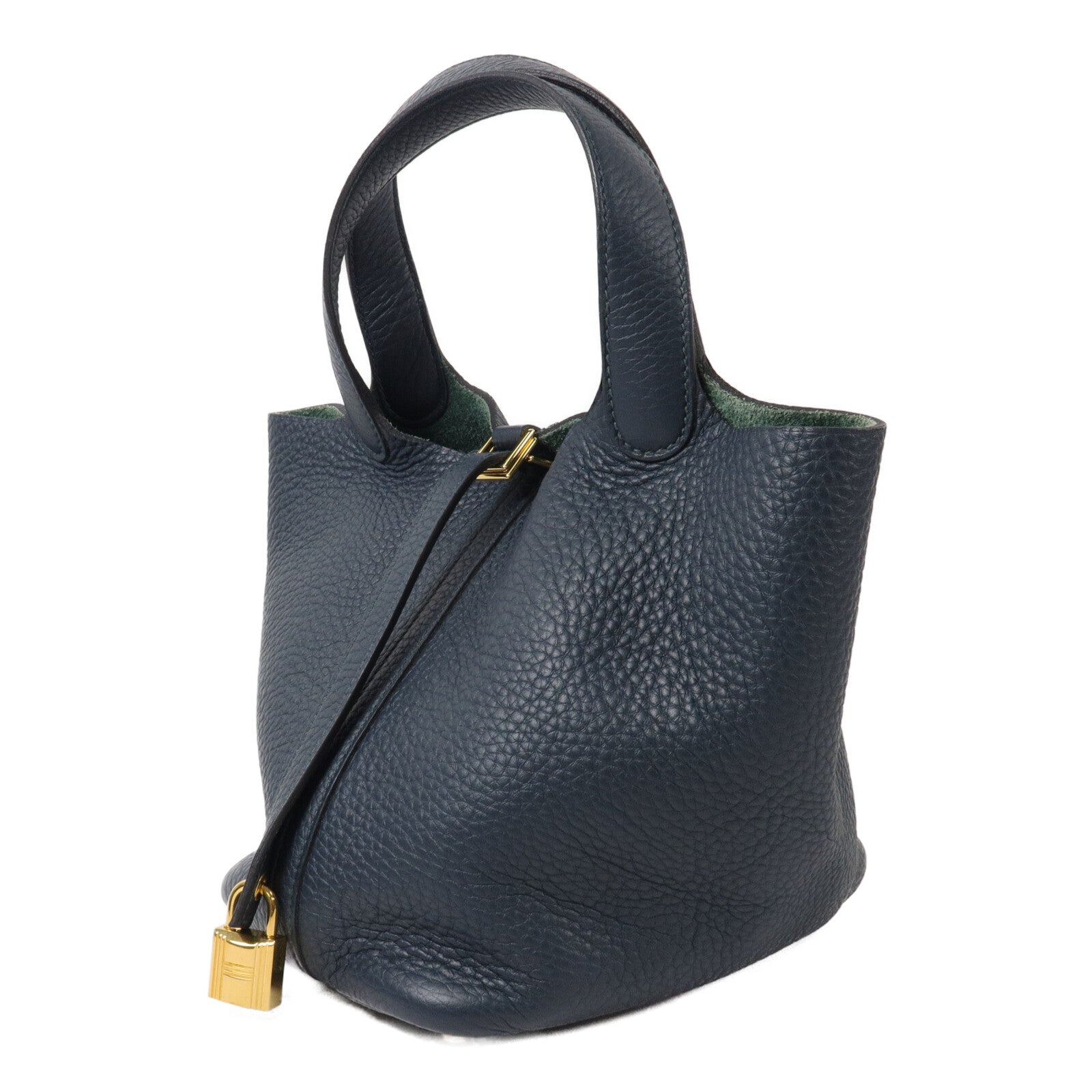 HERMES Clemence皮革Picotin PM手挽袋Vert Cypres