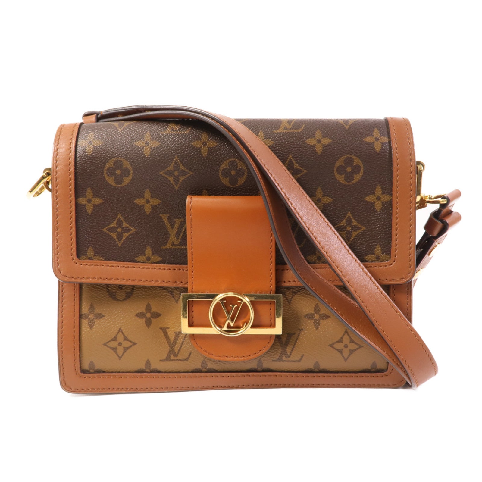 LOUIS VUITTON 【激減優惠】Monogram Reverse Dauphine MM金扣肩背袋