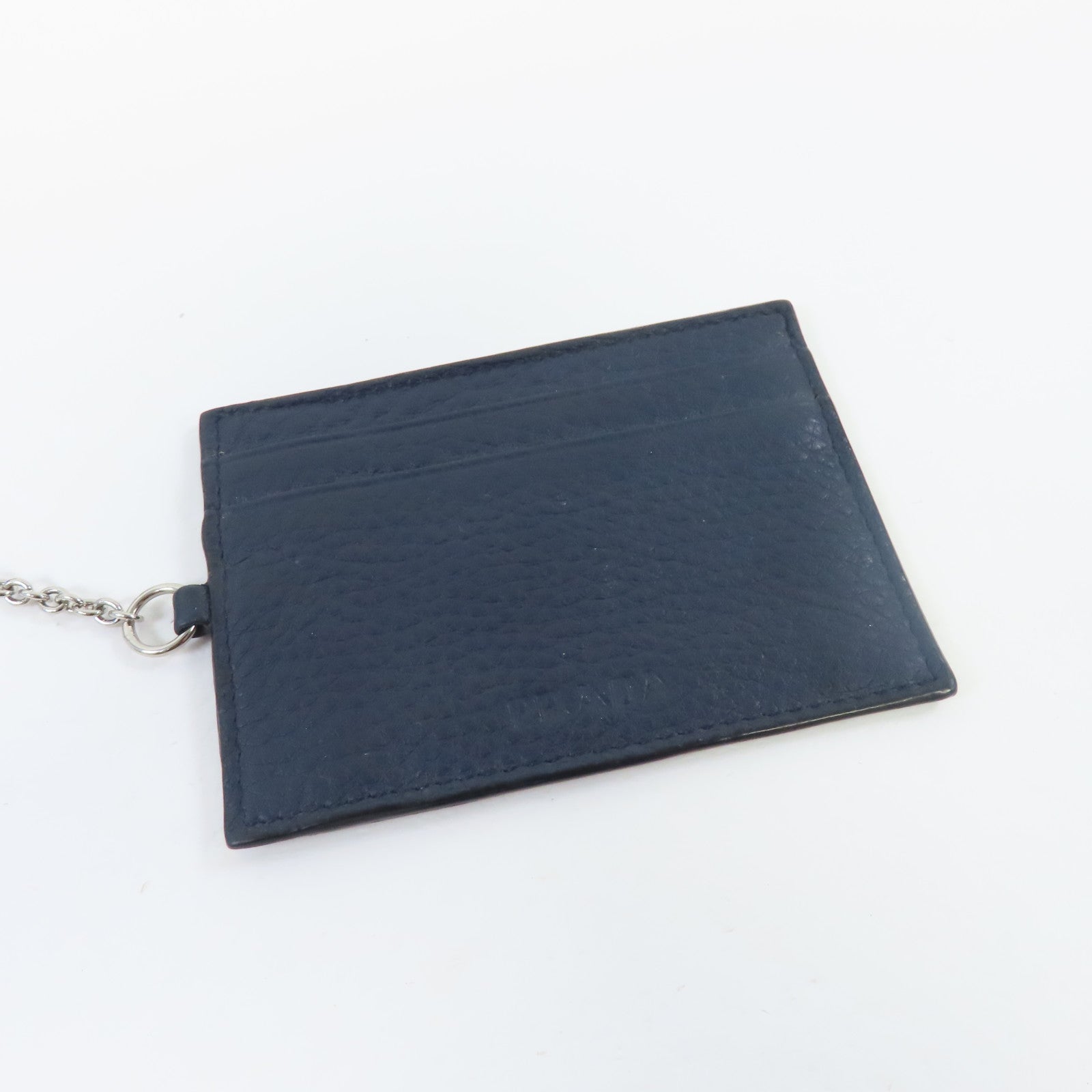 PRADA 牛皮皮革Long Wallet銀扣長錢包深藍色