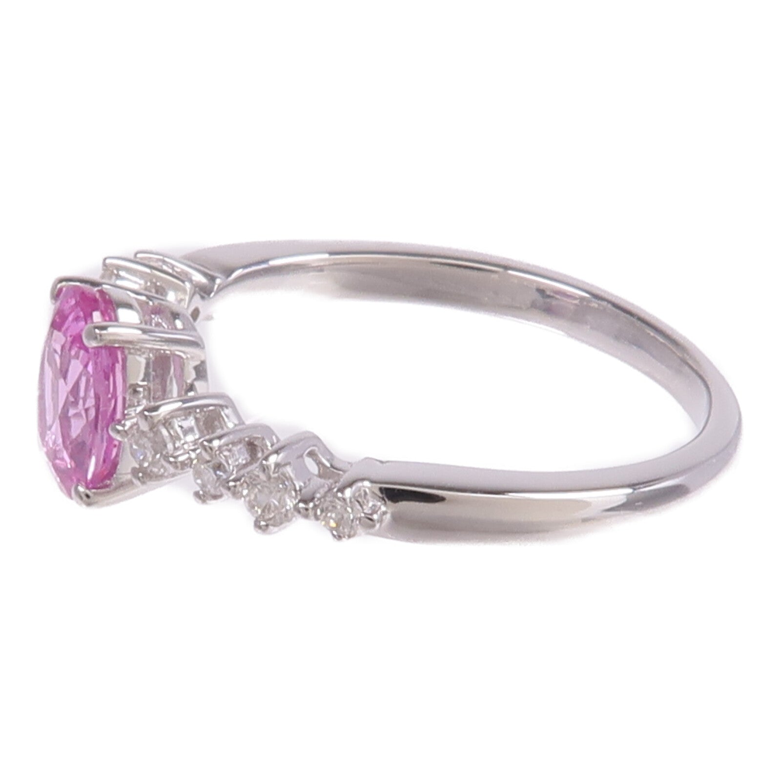 JEWELRY 18K白金Pink Sapphire Diamond Ring粉紅色藍寶石/鑽石戒指US#6.5