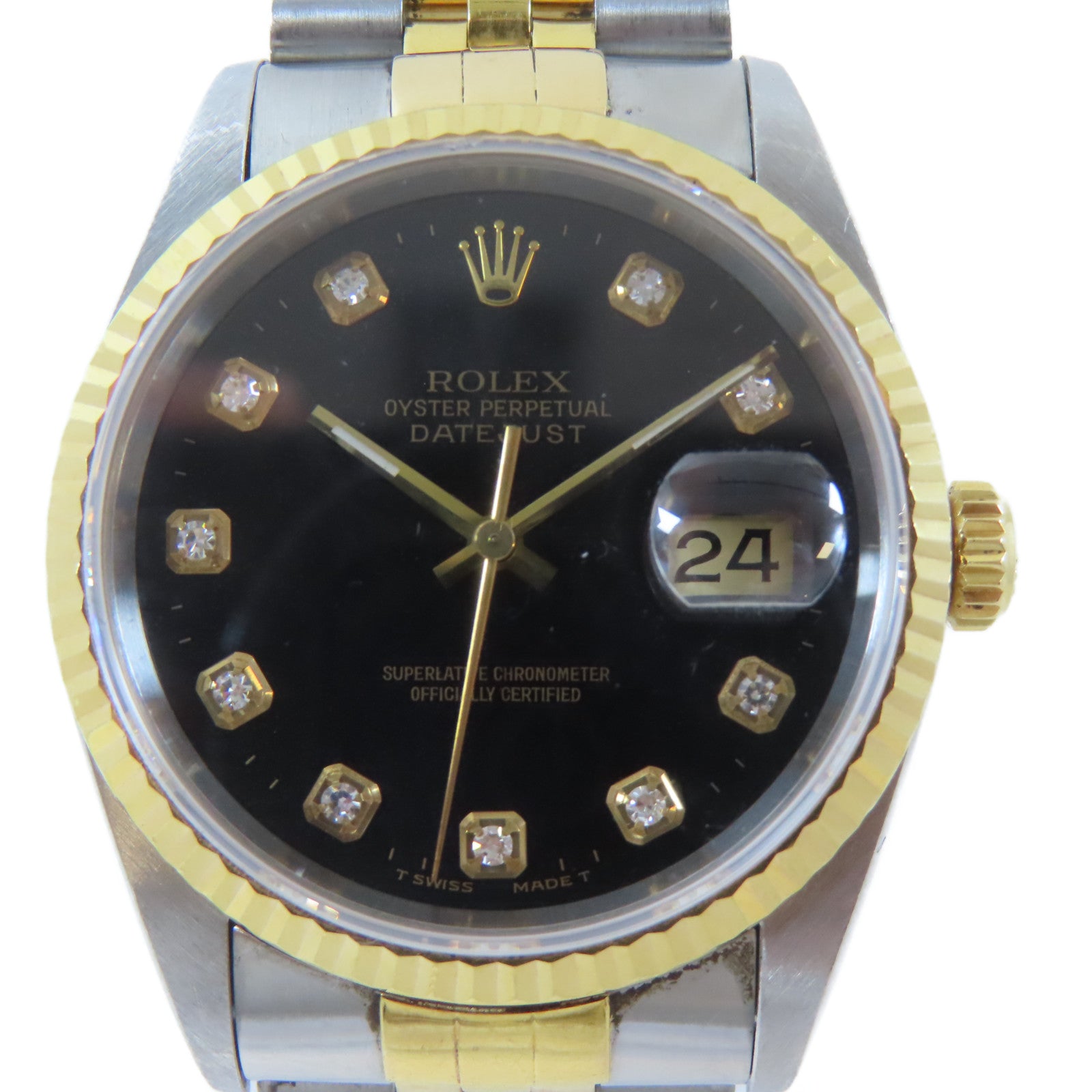 ROLEX Datejust 3618K黃金/不鏽鋼手錶自動機芯黑色