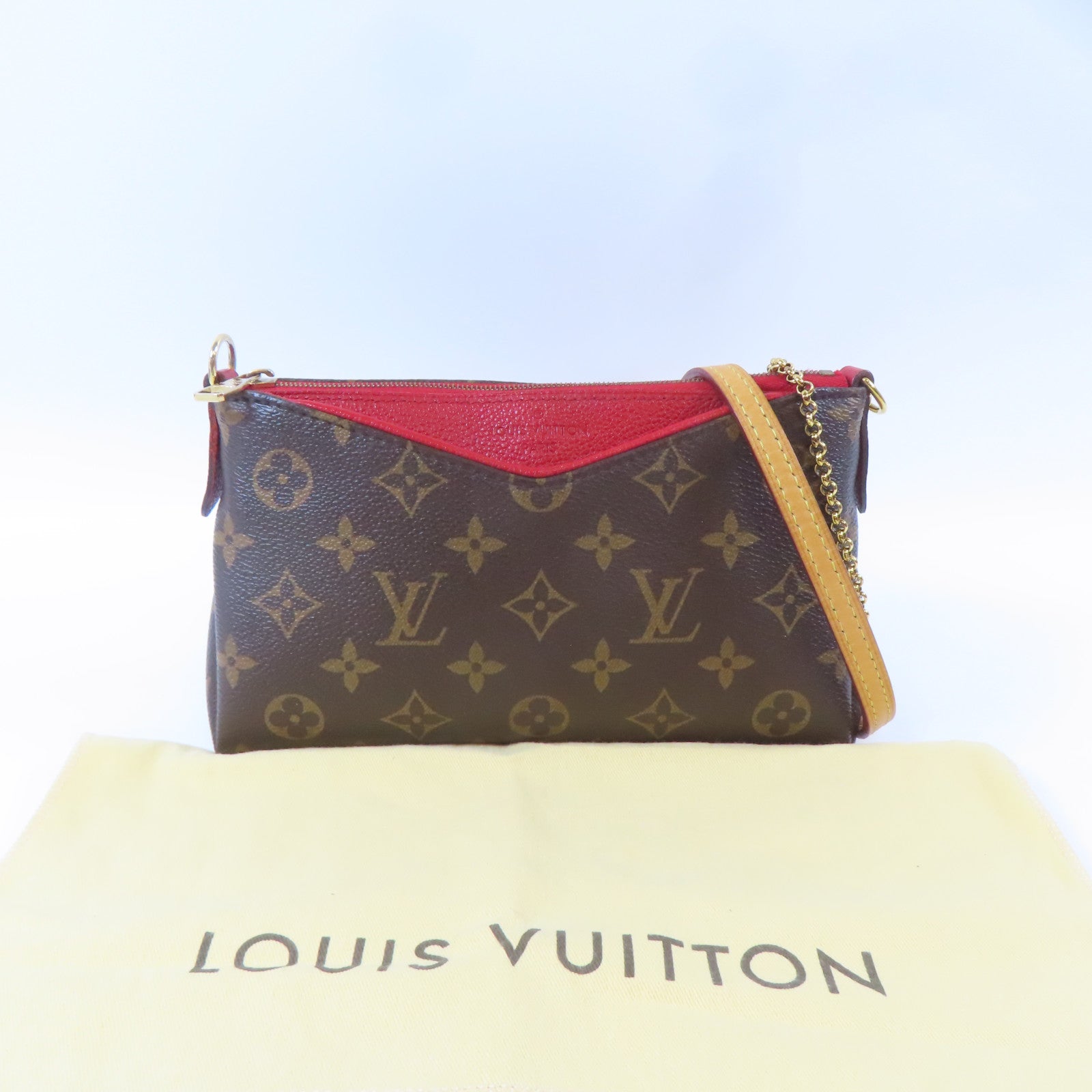 LOUIS VUITTON Monogram Pallas Clutch金扣手挽肩背兩用袋啡色
