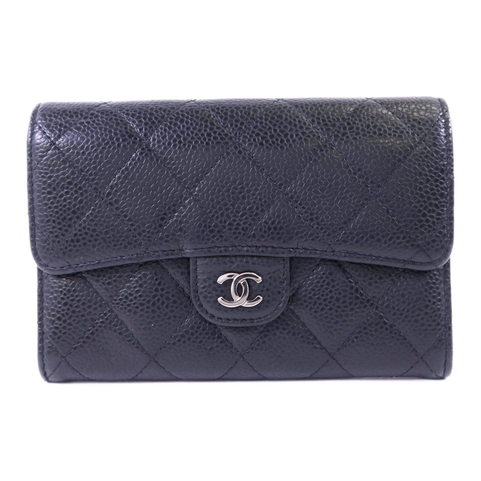 CHANEL 牛皮皮革Wallet銀扣錢包