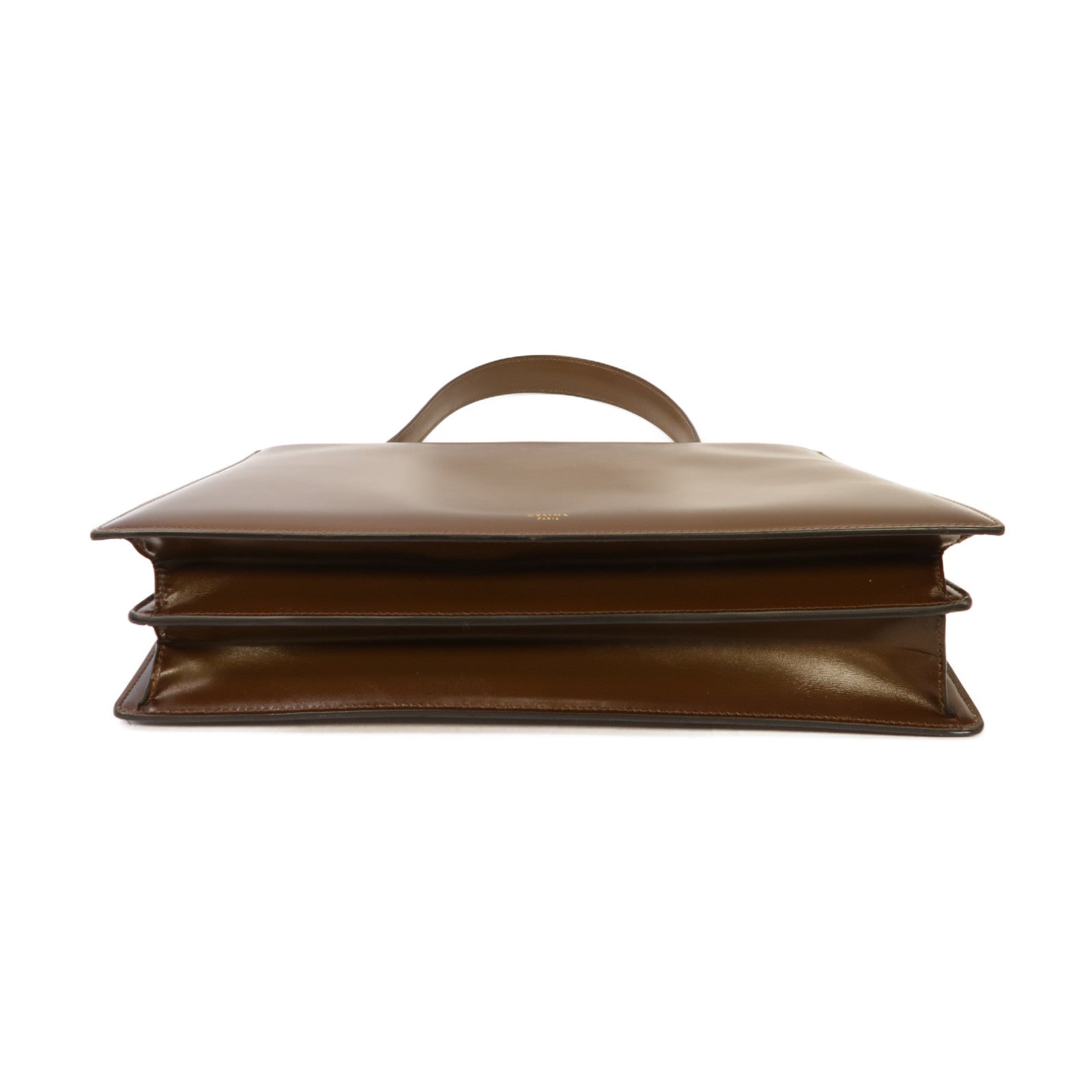 CELINE 牛皮皮革Vintage Handbag金扣手挽袋啡色