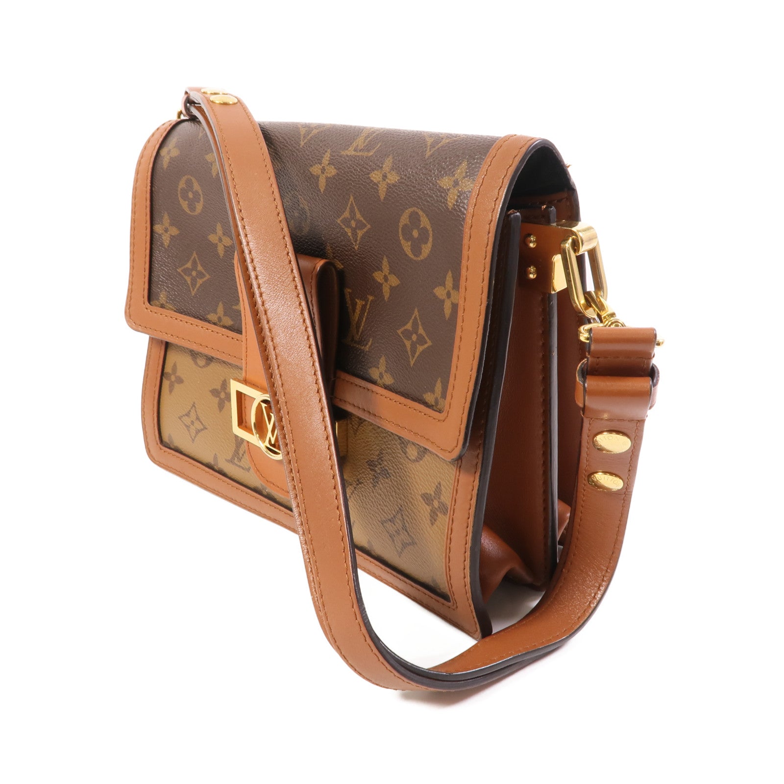 LOUIS VUITTON 【激減優惠】Monogram Reverse Dauphine MM金扣肩背袋