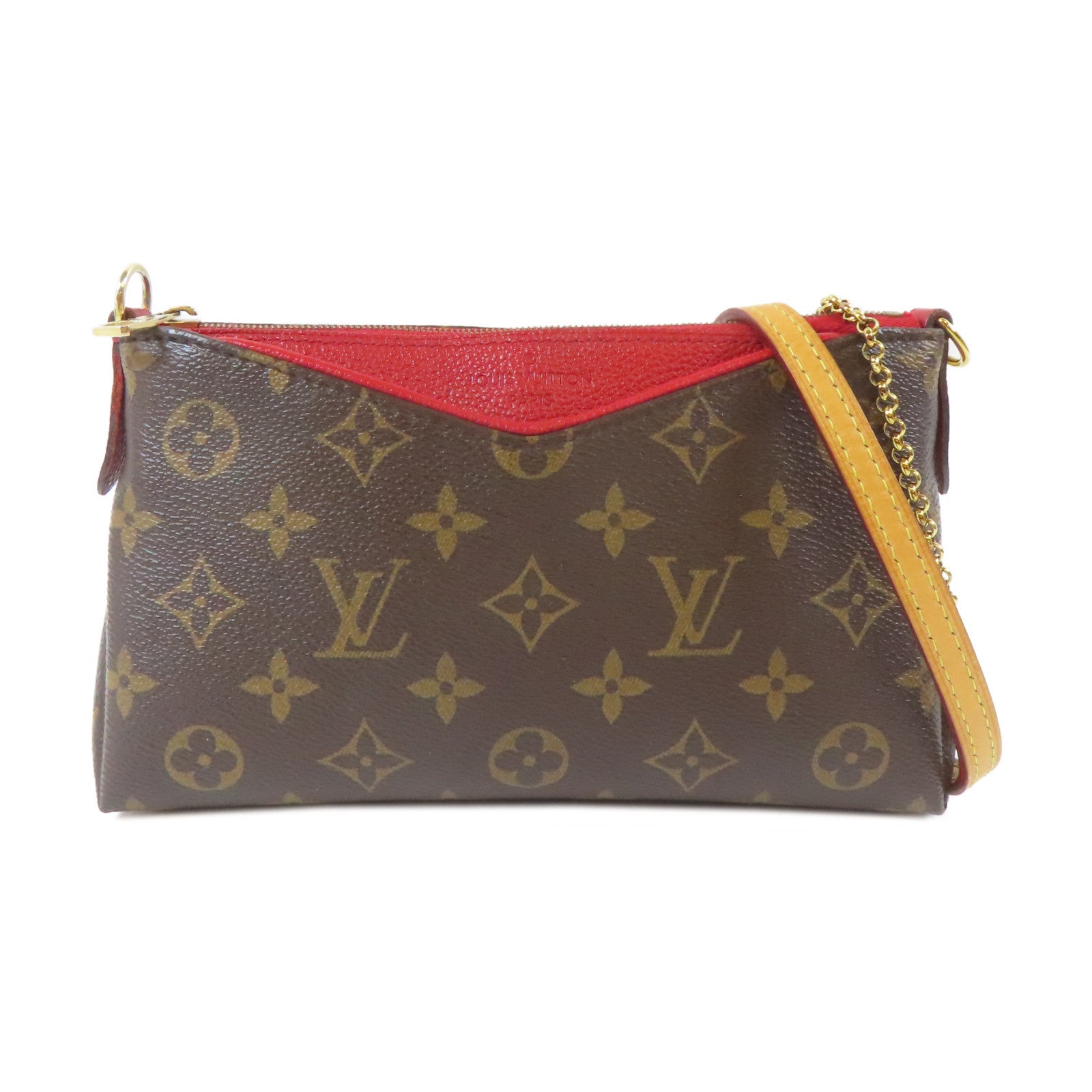 LOUIS VUITTON Monogram Pallas Clutch金扣手挽肩背兩用袋啡色