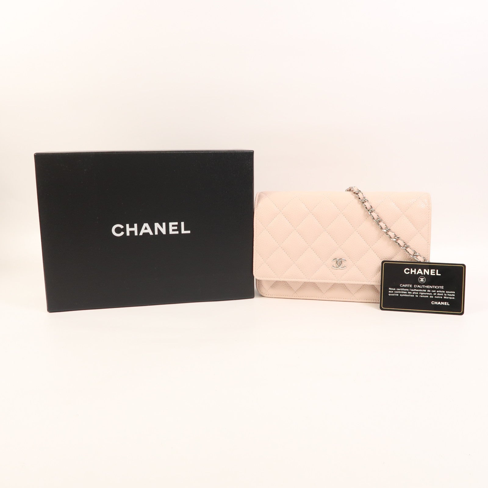 CHANEL 牛皮皮革WOC Wallet On Chain銀扣鏈帶肩背袋